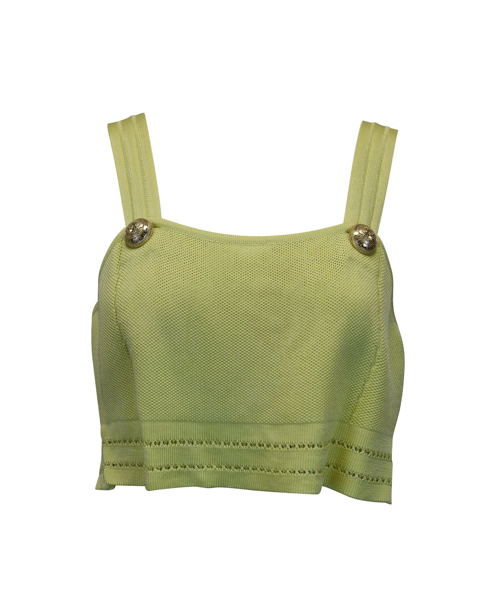 Balmain Balmain Sleeveless Knitted Crop Top in Lime Green Viscose Size XXS / US 00 / IT 34 - 1 Thumbnail