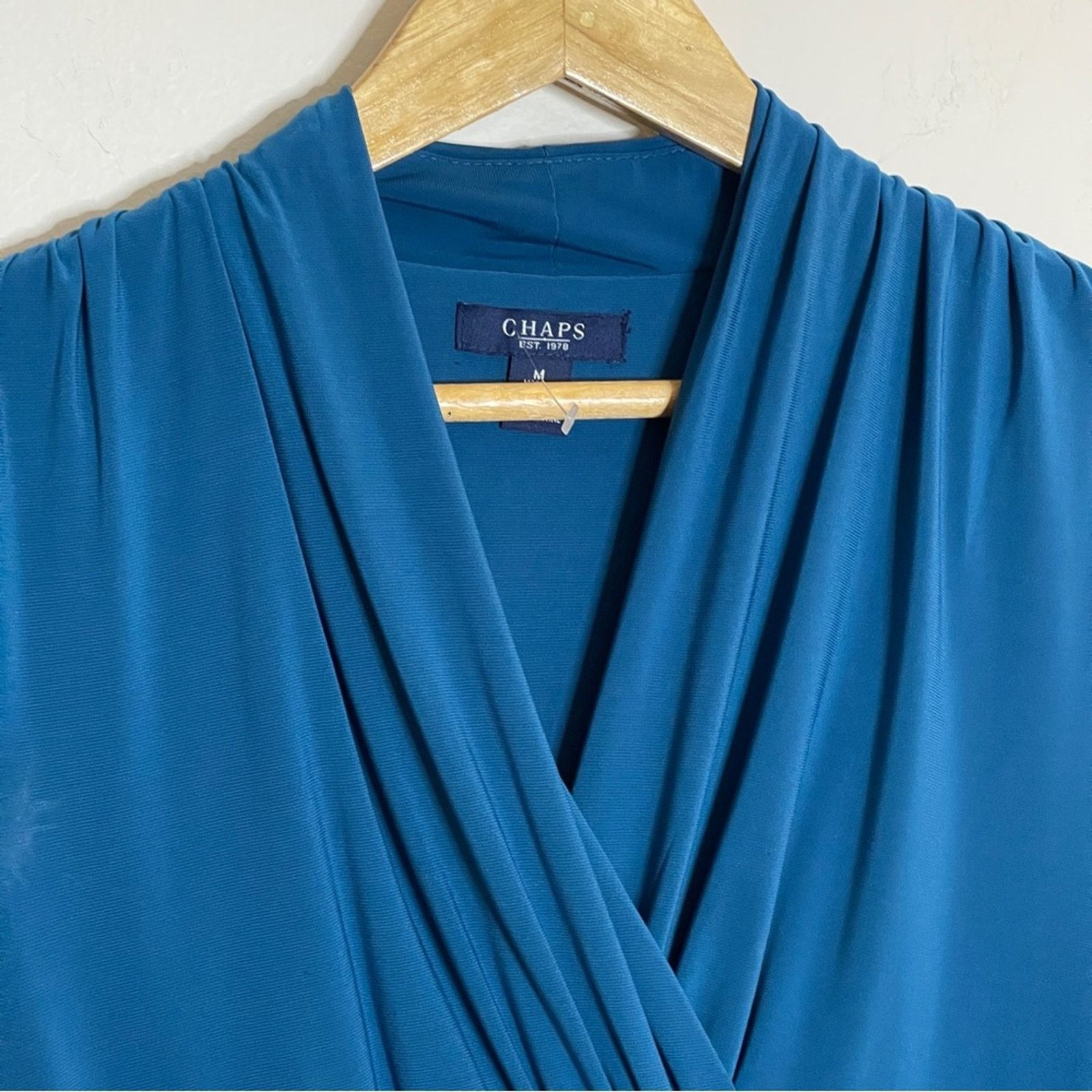 Chaps Chaps Dress Jersey Ruched Midi Career Blue Size M NEW Size M / US 6-8 / IT 42-44 - 4 Thumbnail