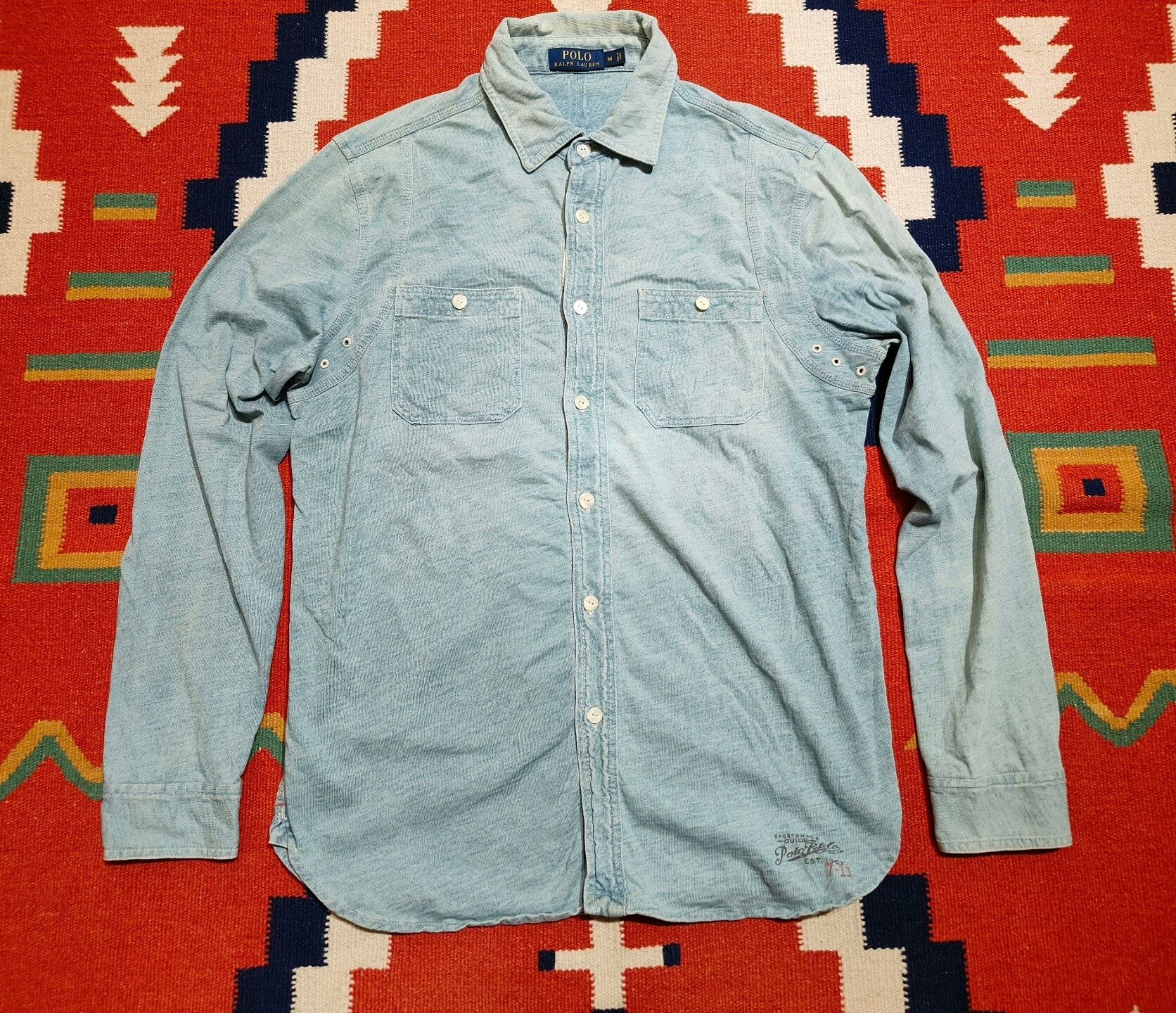 RRL Ralph Lauren RRL Ralph Lauren Knit Denim Work Shirt Size US M / EU 48-50 / 2 - 1 Thumbnail