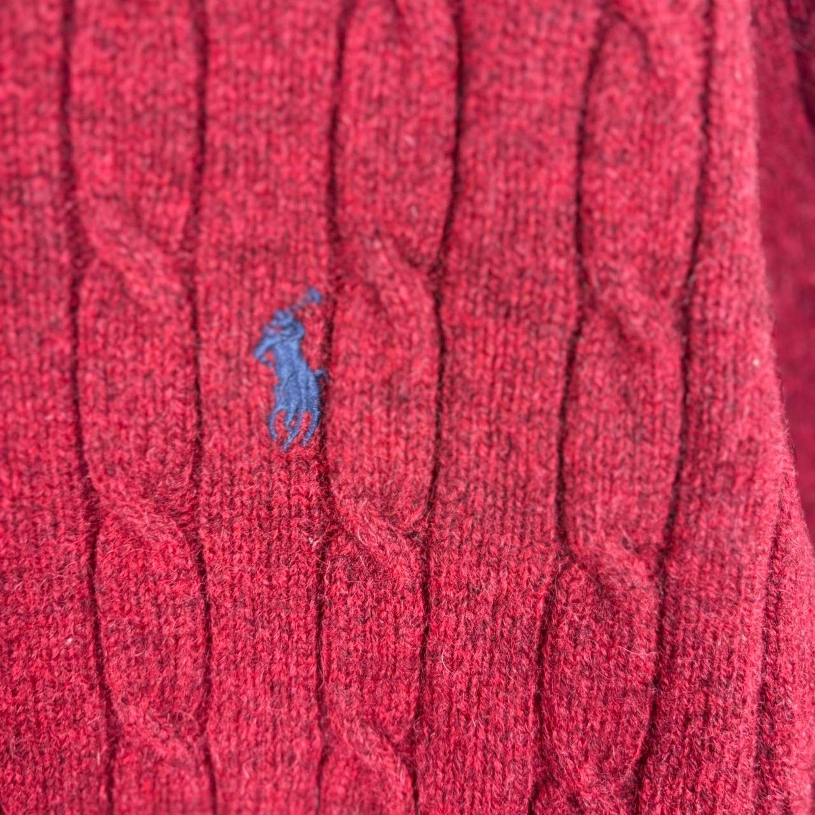 Polo Ralph Lauren Polo ralph lauren vintage burgundy cable knit wool sweater Size US L / EU 52-54 / 3 - 3 Thumbnail
