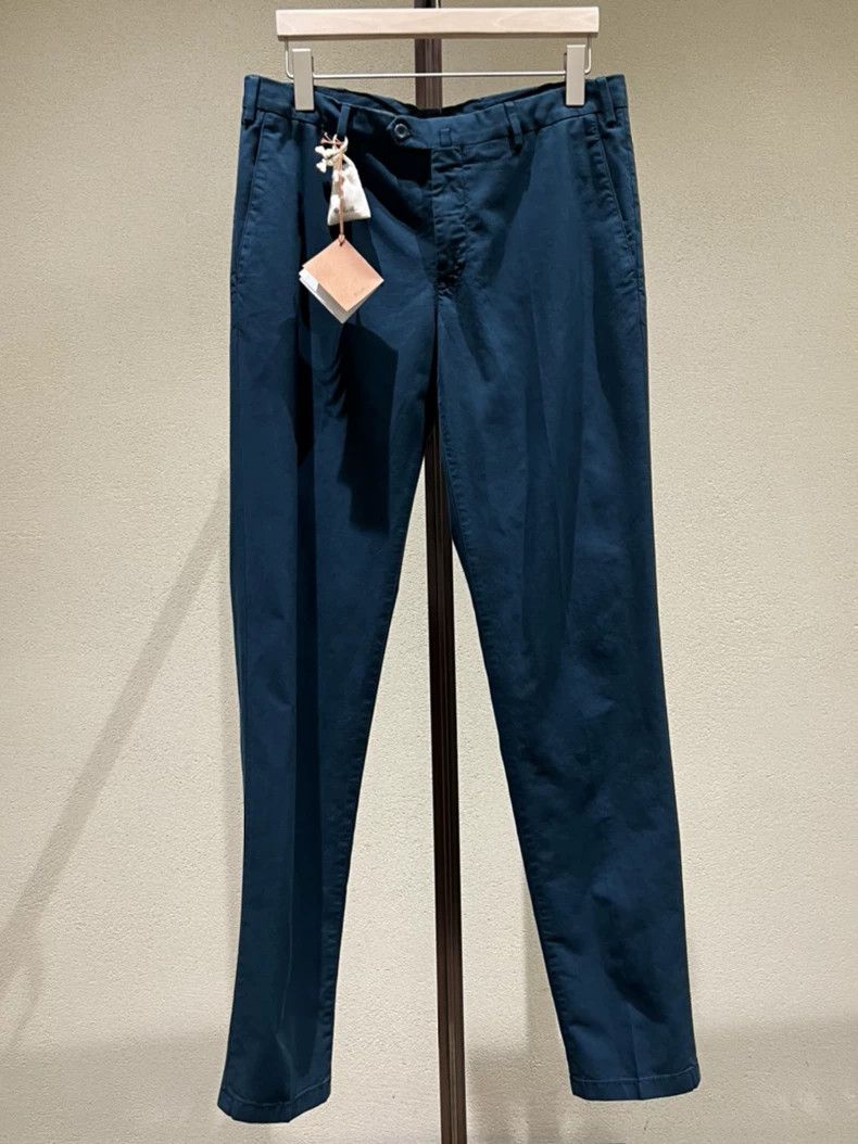 Loro Piana LORO PIANA Petroleum blue cotton elastic casual pants Size US 32 / EU 48 - 1 Thumbnail
