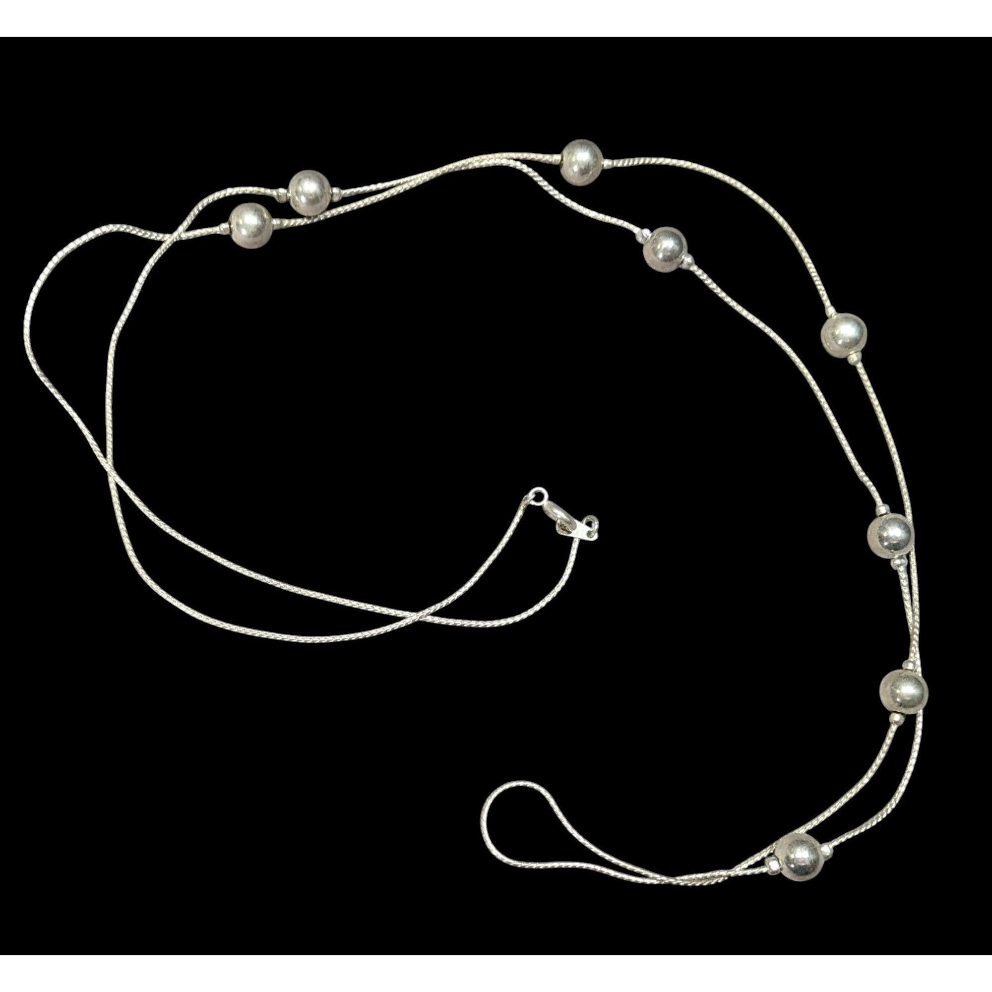 Other Modern Silver Tone Ball Beaded Station Necklace Size ONE SIZE - 2 Thumbnail