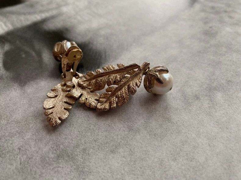Kenzo KENZO Silver leaf pearl pendant ear clip Size ONE SIZE - 5 Thumbnail
