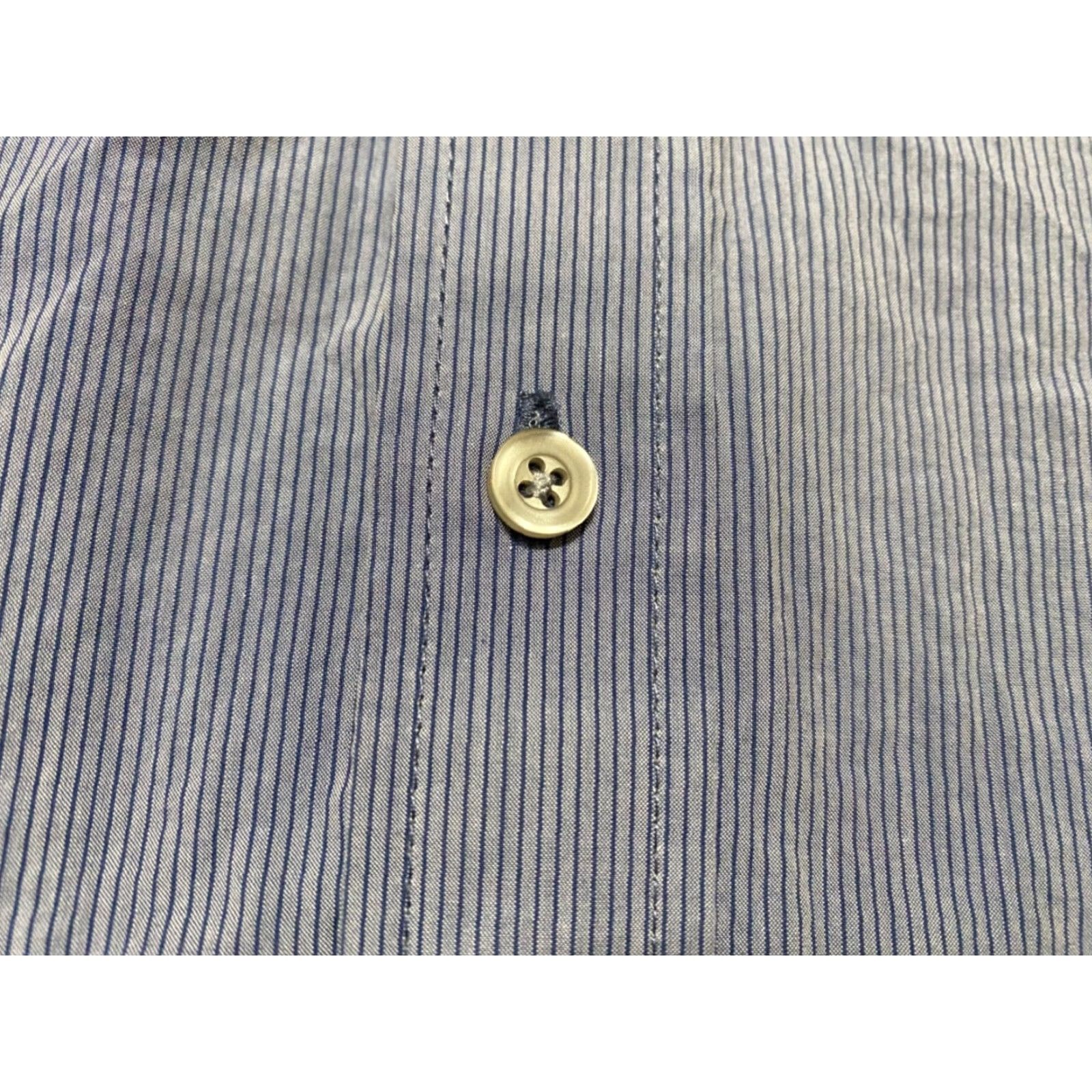 Vintage 7 Diamonds Shirt Mens Large Blue Striped Long Sleeve Button-Front Slim Fit Casual Size US L / EU 52-54 / 3 - 4 Thumbnail