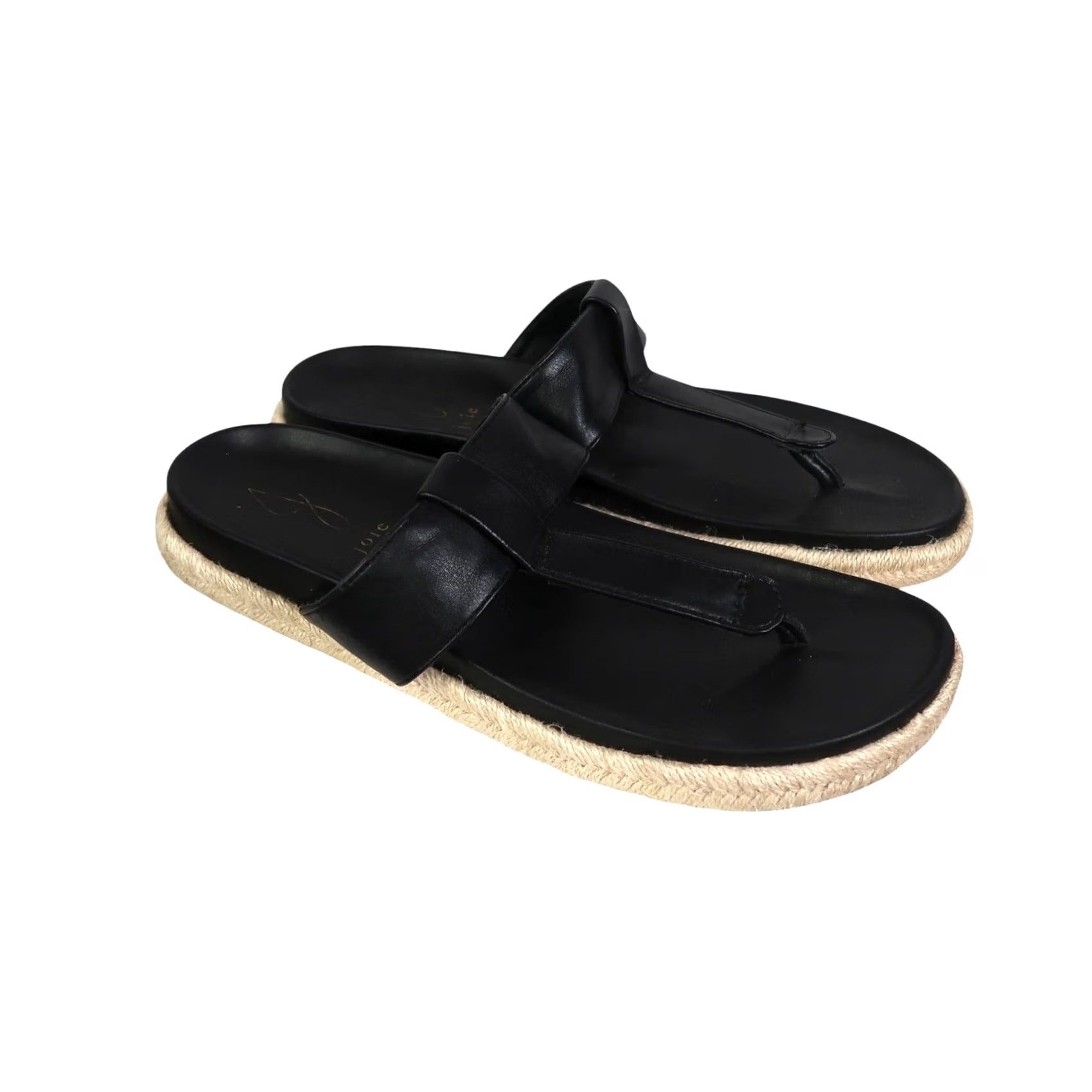 Joie JOIE Nacho Black Faux Leather Thong Sandals Espadrilles 10 Bohemian Women Casual Spring Summer Espadrille Sandal Slip-on Womens Size US 10 / IT 40 - 4 Thumbnail