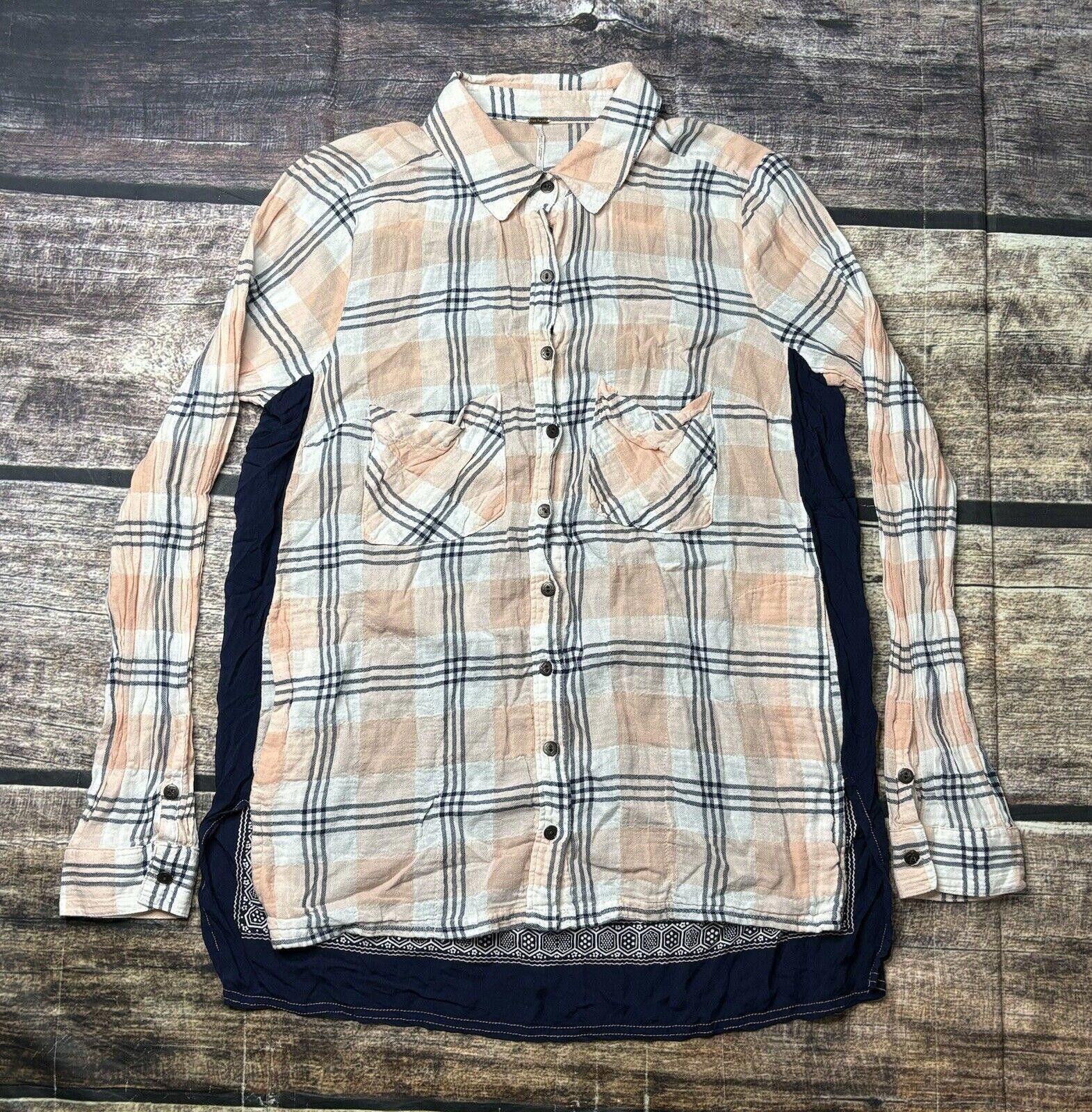 Free People Free People Top Women's XS Cotton Plaid Front Rayon Floral Size XS / US 0-2 / IT 36-38 - 1 Thumbnail