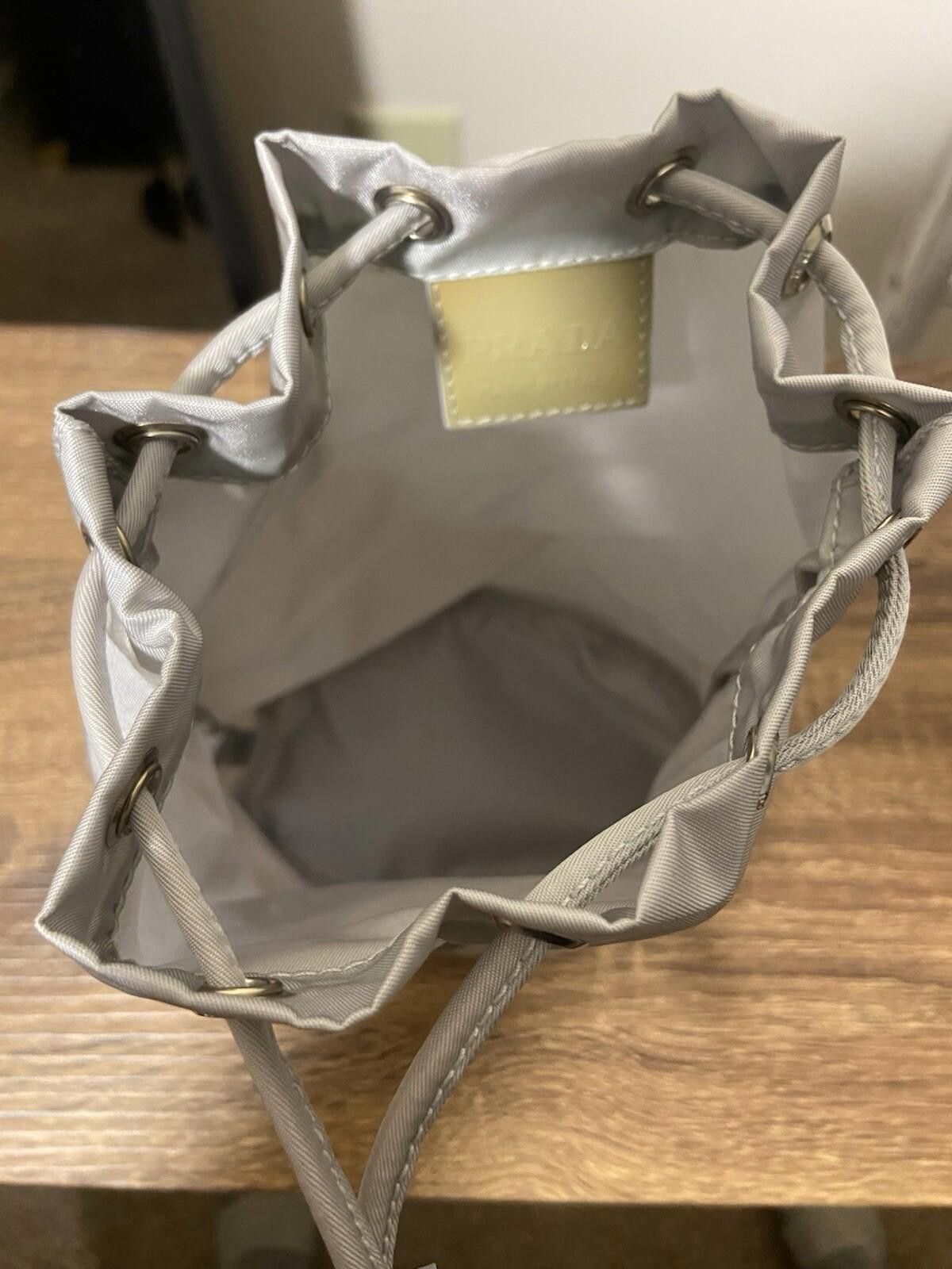 Prada Prada silver gray drawstring bucket pouch bag, great w card Size ONE SIZE - 7 Thumbnail