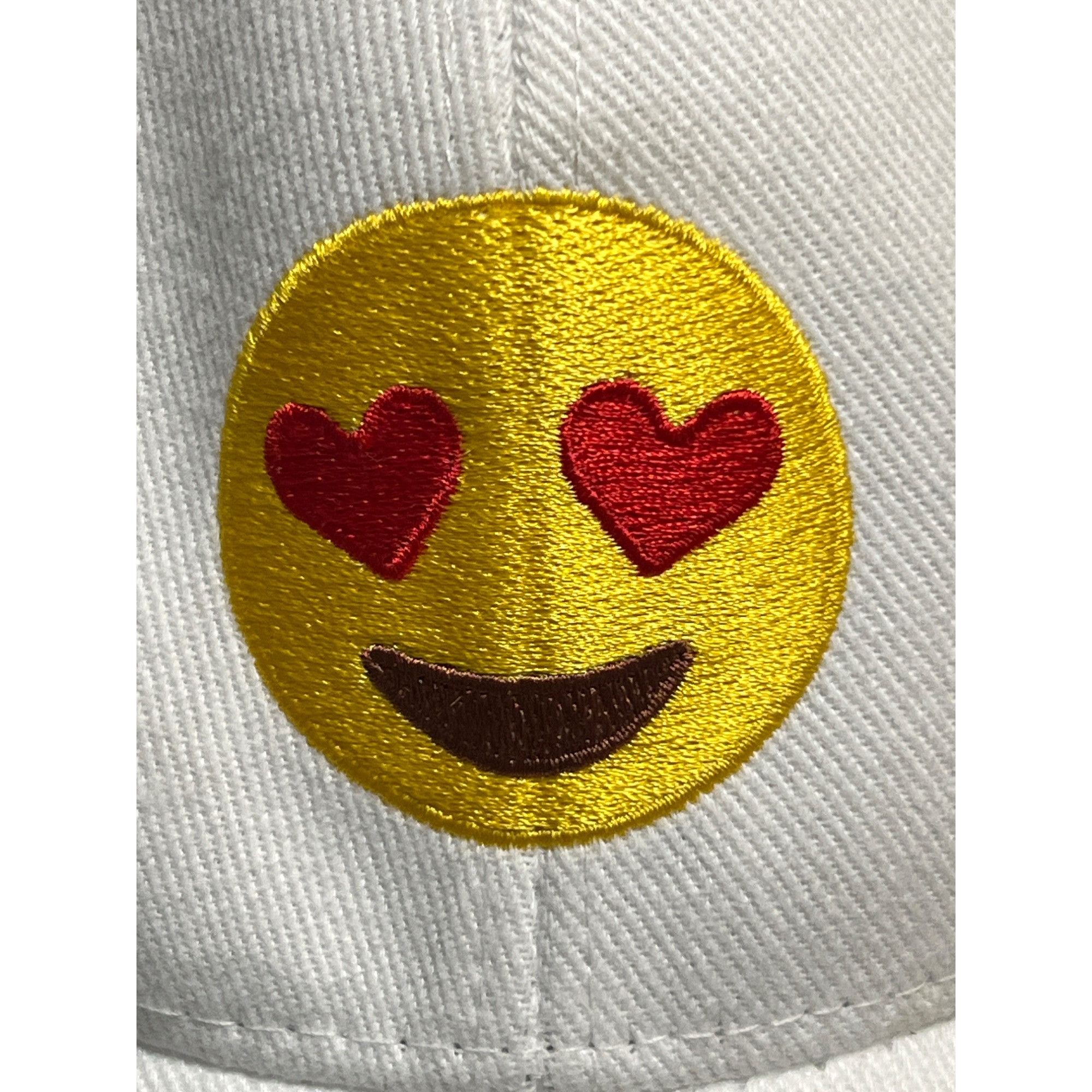 Other Emoji Heart Eyes White Baseball Cap Adjustable Fit Embroider Size ONE SIZE - 2 Thumbnail