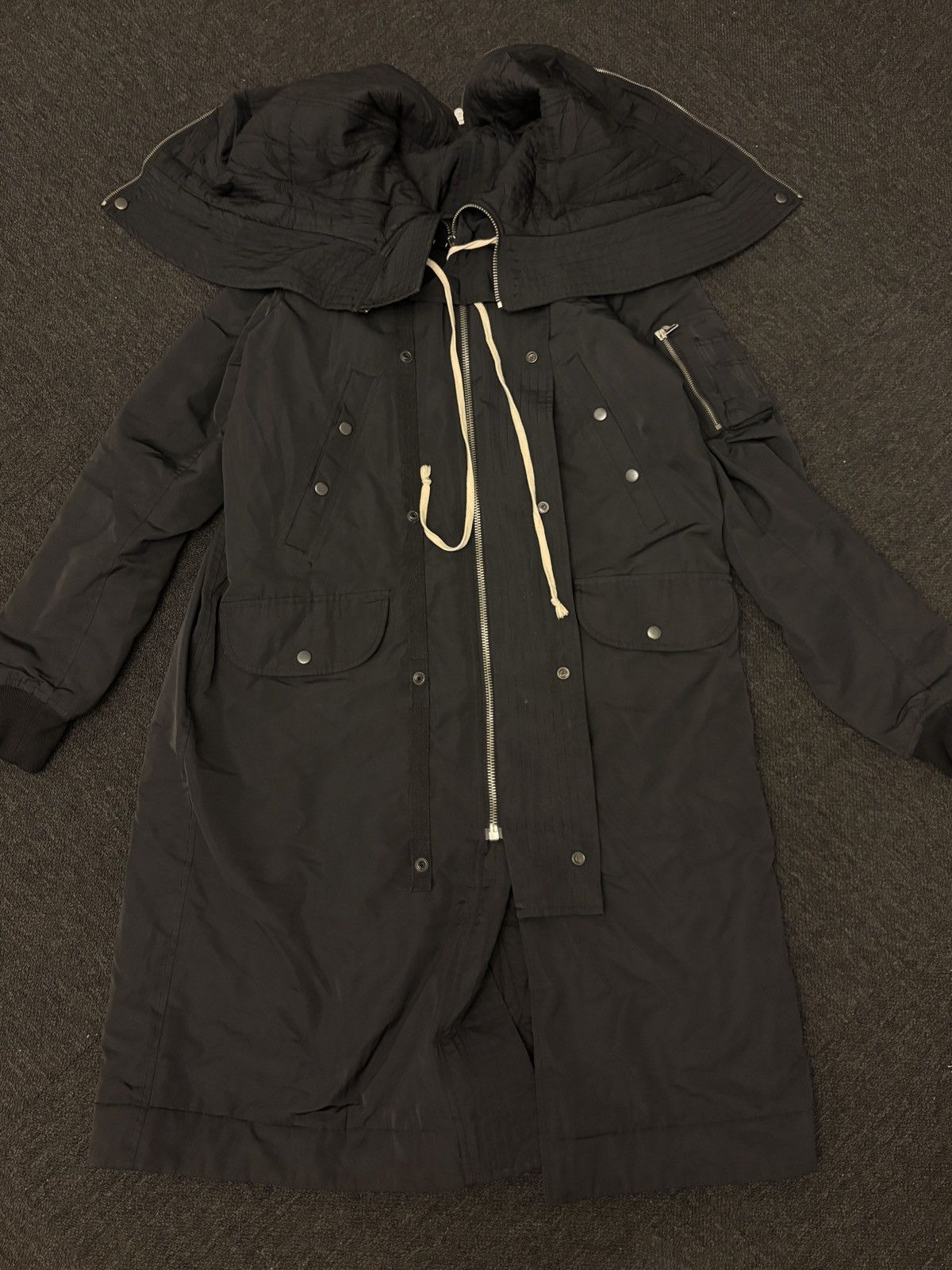 Rick Owens Rick Owens DRKSHDW Black Long 1 Hooded Parka Size US S / EU 44-46 / 1 - 1 Thumbnail