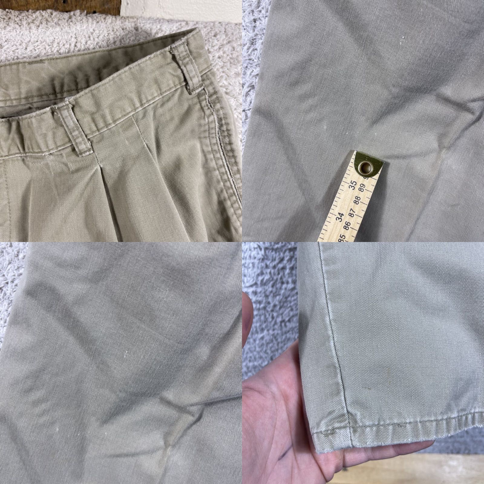 Dockers VINTAGE Dockers Pants Mens 38x30 Khaki Beige Classic Pleated Cotton Size US 37 - 9 Thumbnail
