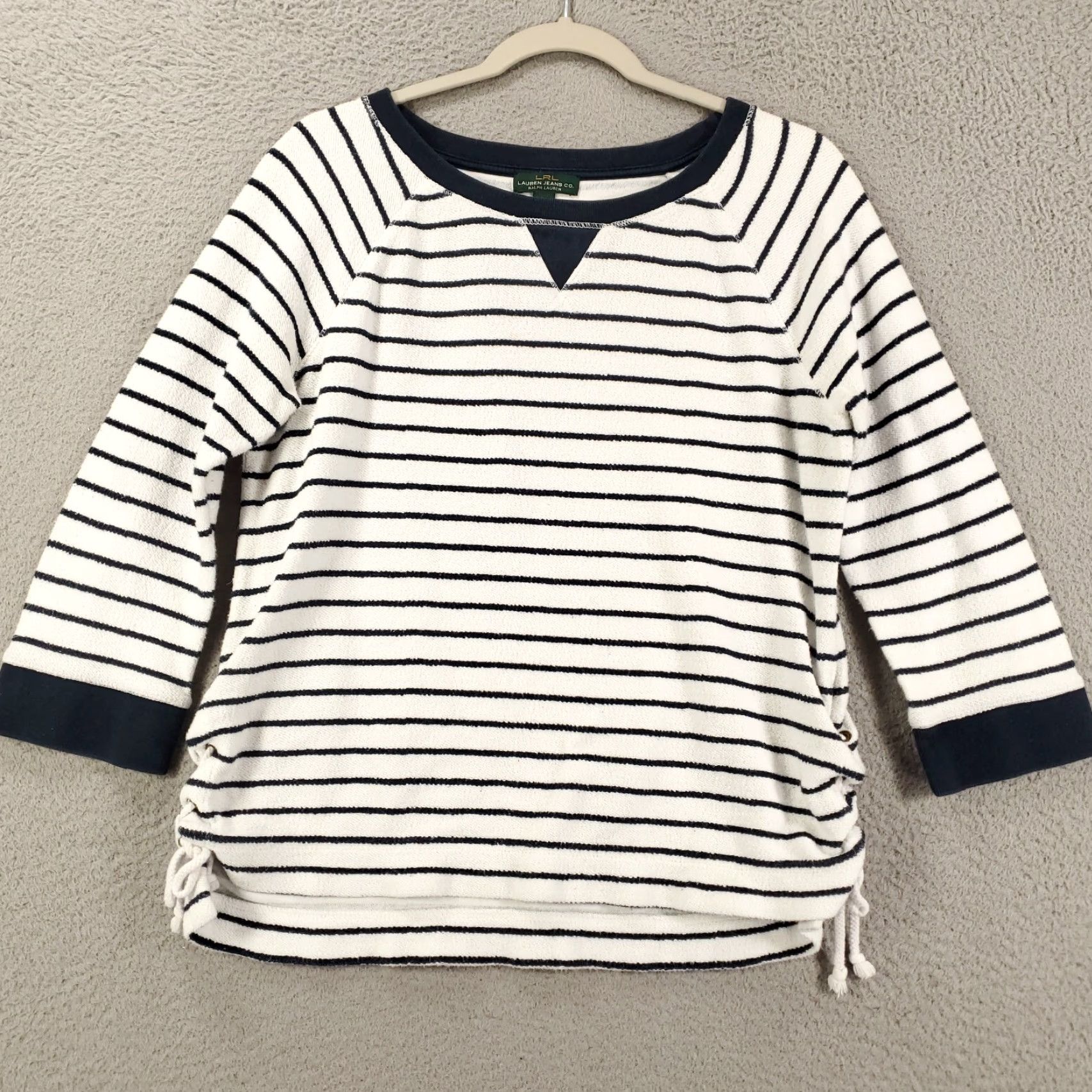 Ralph Lauren Ralph Lauren Top Womens Large Terry Cloth Cinch Sides Blue White Stripes Shirt Size L / US 10 / IT 46 - 3 Thumbnail