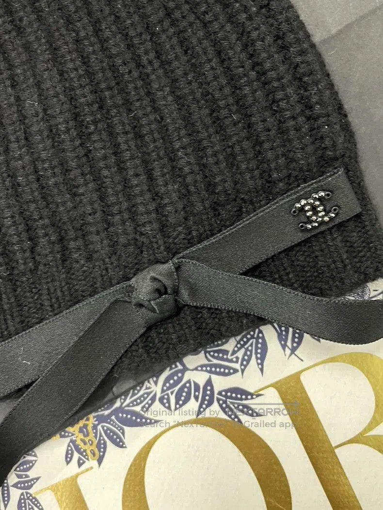 Chanel Chanel Black CC Crystal Bow Knit Hat. Size ONE SIZE - 2 Thumbnail