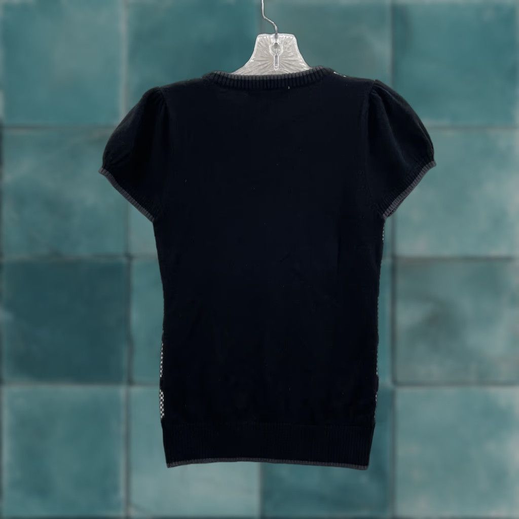 Vintage VINTAGE Y2K Top Black Argyle Cap Sleeve Preppy Academia Fairy Grunge Whimsigoth Shirt S Womens Size S / US 4 / IT 40 - 1 Thumbnail