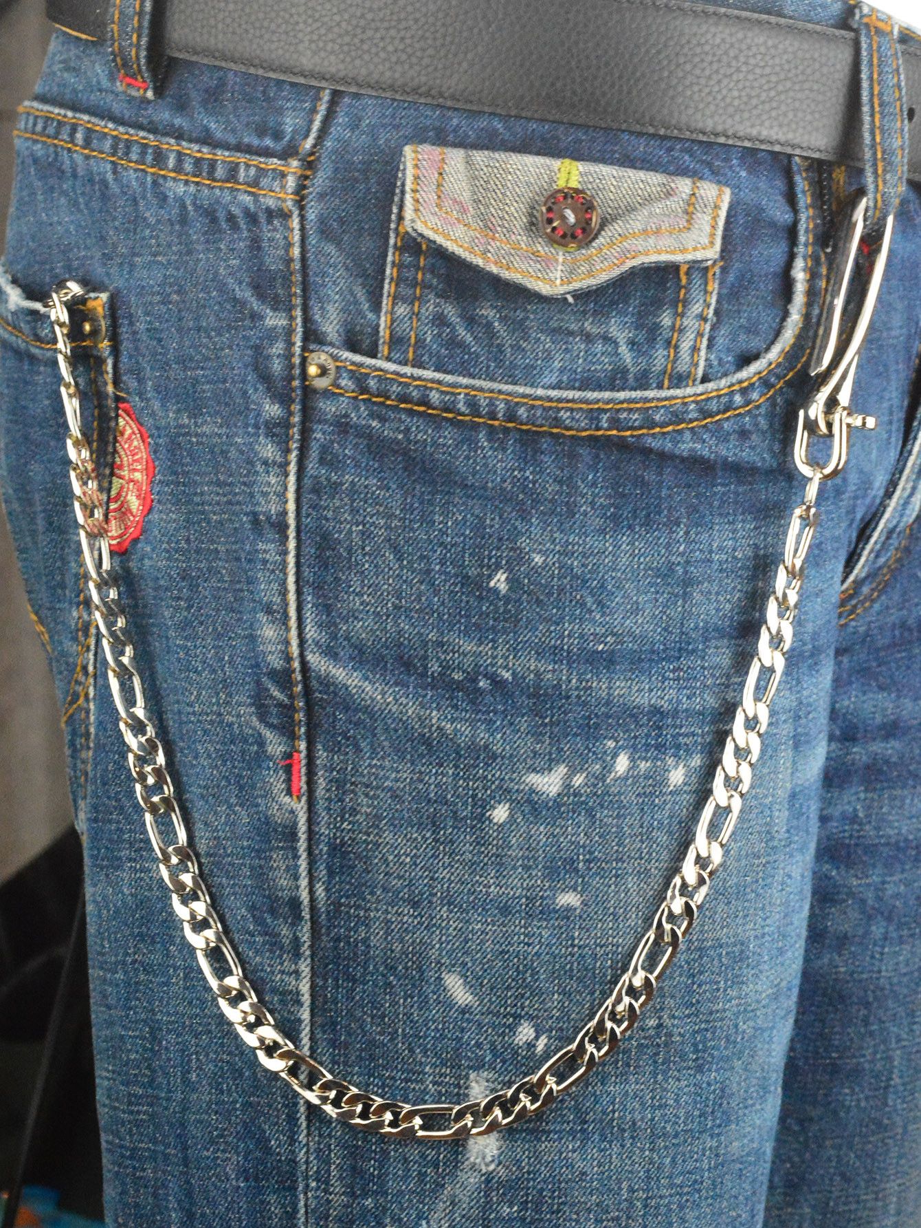 Japanese Brand Long Silver Flat Pants Chain Biker Style Size ONE SIZE - 1 Thumbnail