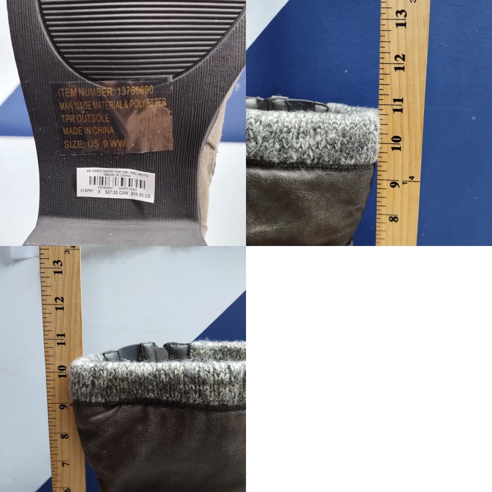 Torrid Torrid Boots Womens Size 9 Gray Almond Toe Mid-Calf Bootie Moto Sweater Trim Shoes Size M / US 6-8 / IT 42-44 - 9 Thumbnail