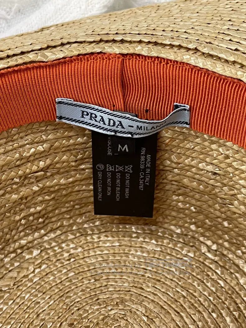 Prada Prada Orange wide-brimmed straw hat Size ONE SIZE - 5 Thumbnail