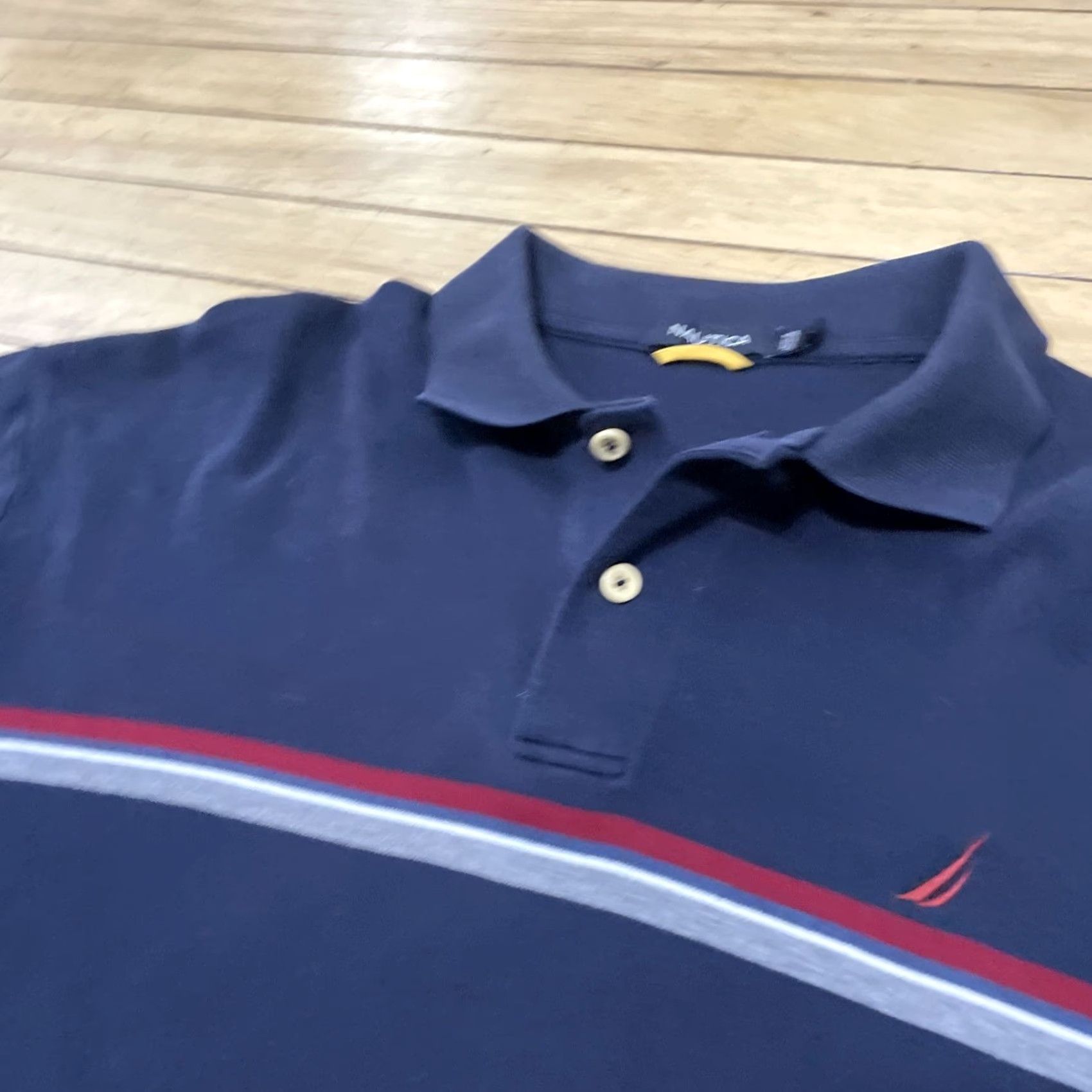 Nautica Nautica Polo Sweater Men XL Blue White Red Y2K CenterStripe Preppy Quarter Rugby Shirt Sweater Size US XL / EU 56 / 4 - 5 Thumbnail