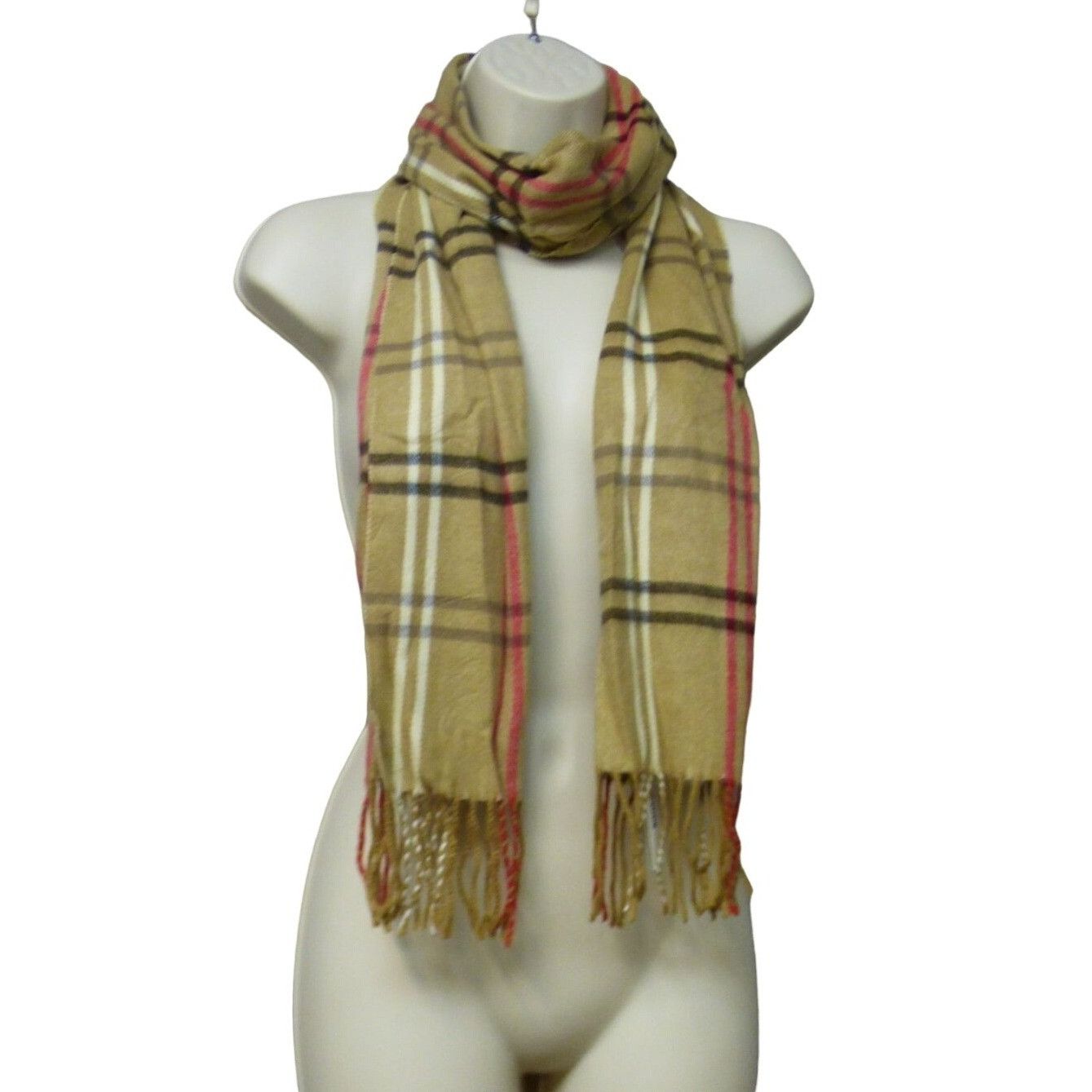 Steve Madden Steve Madden Mid Weight Plaid Muffler Scarf, 11”x 70”, Camel Size ONE SIZE - 4 Thumbnail