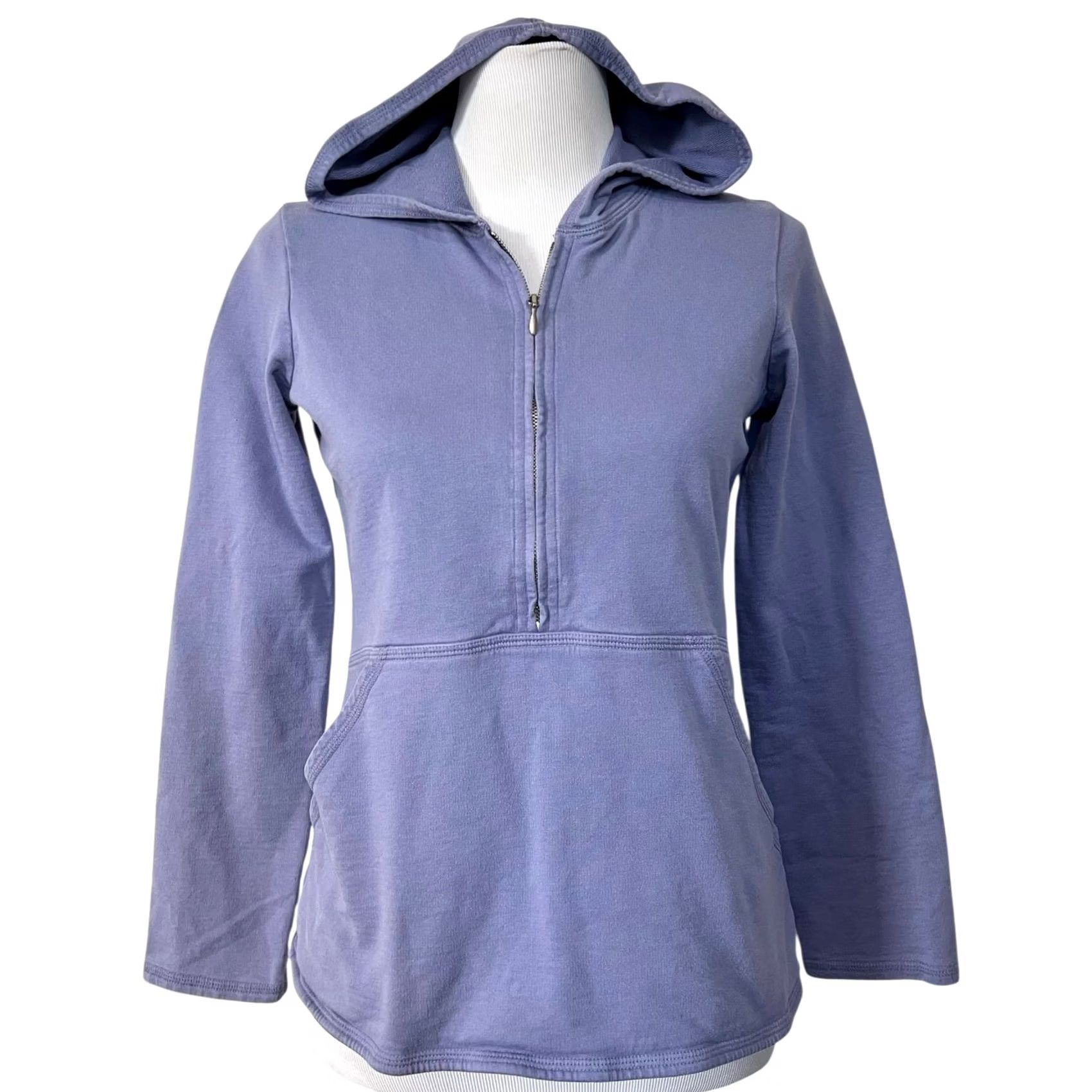 J. Jill J Jill Hoodie 1/2 Zip Pullover Light Purple Kangaroo Pockets 100% Cotton XS Shirt Womens Pullover Zip Purple 100% Cotton XS Kangaroo Pockets 90s? Size XS / US 0-2 / IT 36-38 - 2 Thumbnail
