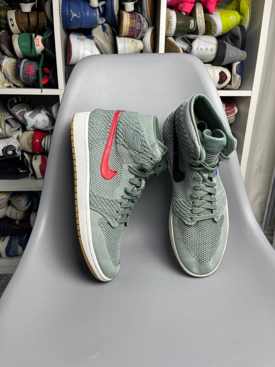 Jordan Brand Nike Vintage Nike air Jordan vintage 1 retro high flyknit clay green Grailed