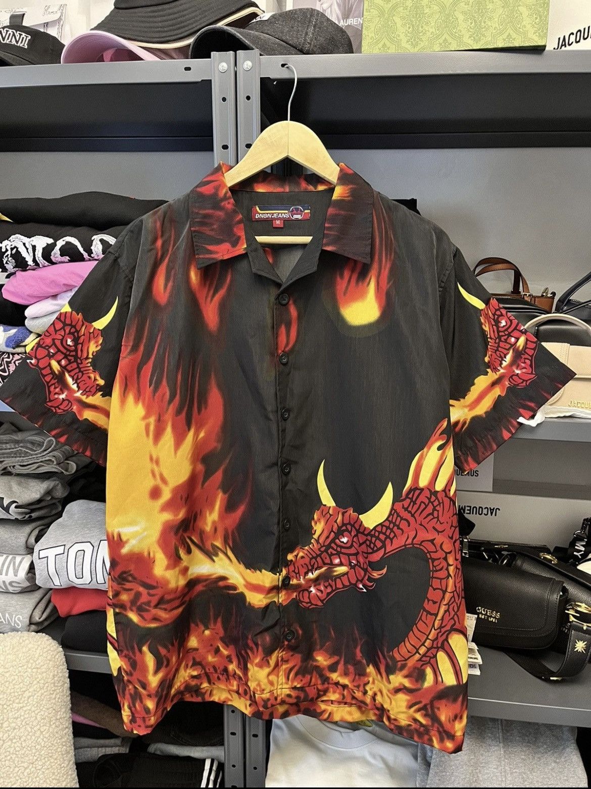Japanese Brand Vintage Japanese Y2k Dragon Flame Shirt Size US L / EU 52-54 / 3 - 1 Thumbnail