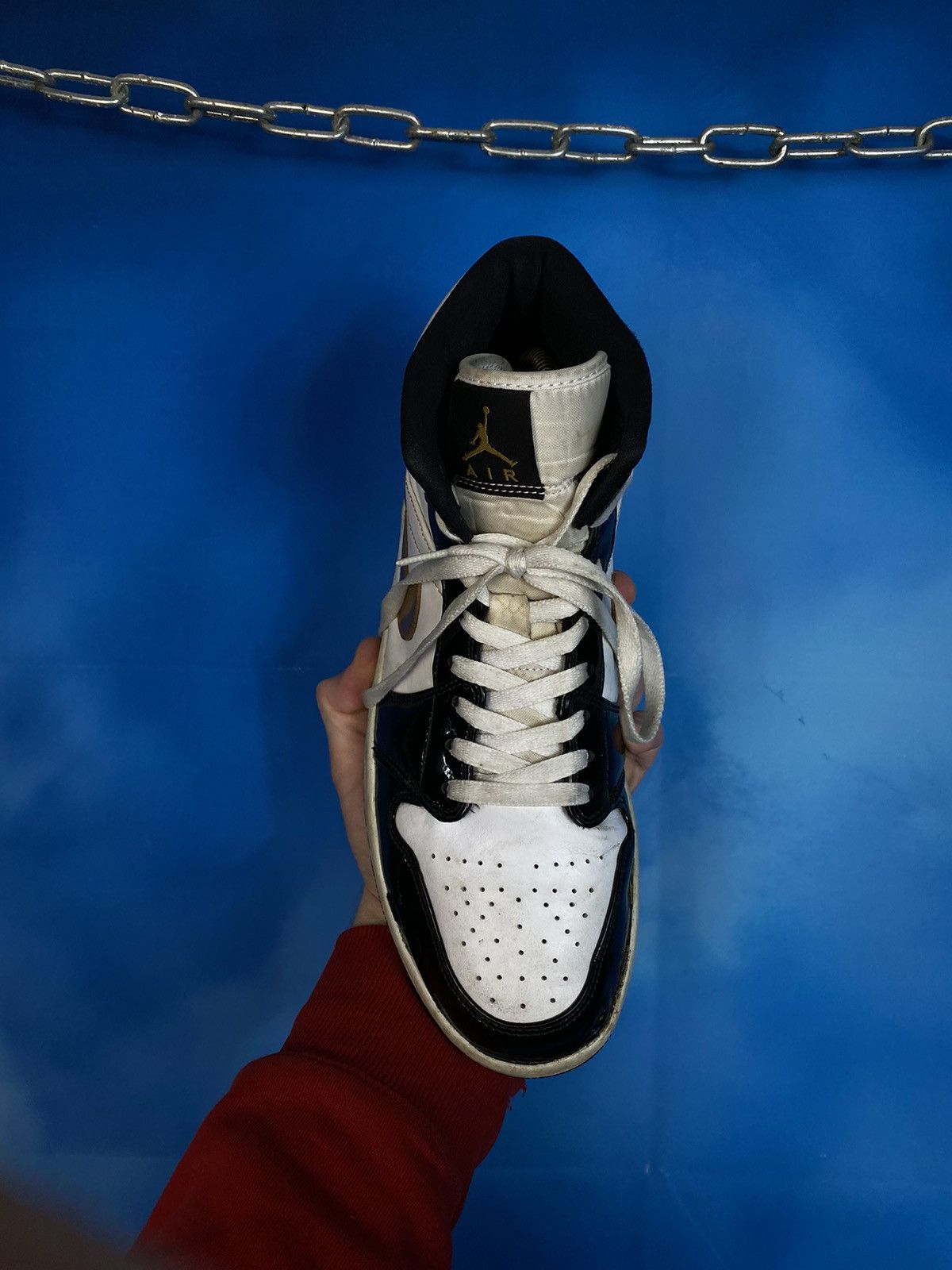 Nike ✨Nike Air Jordan Metallic 1 SE Gold Patent Black White Size US 9 / EU 42 - 11 Thumbnail