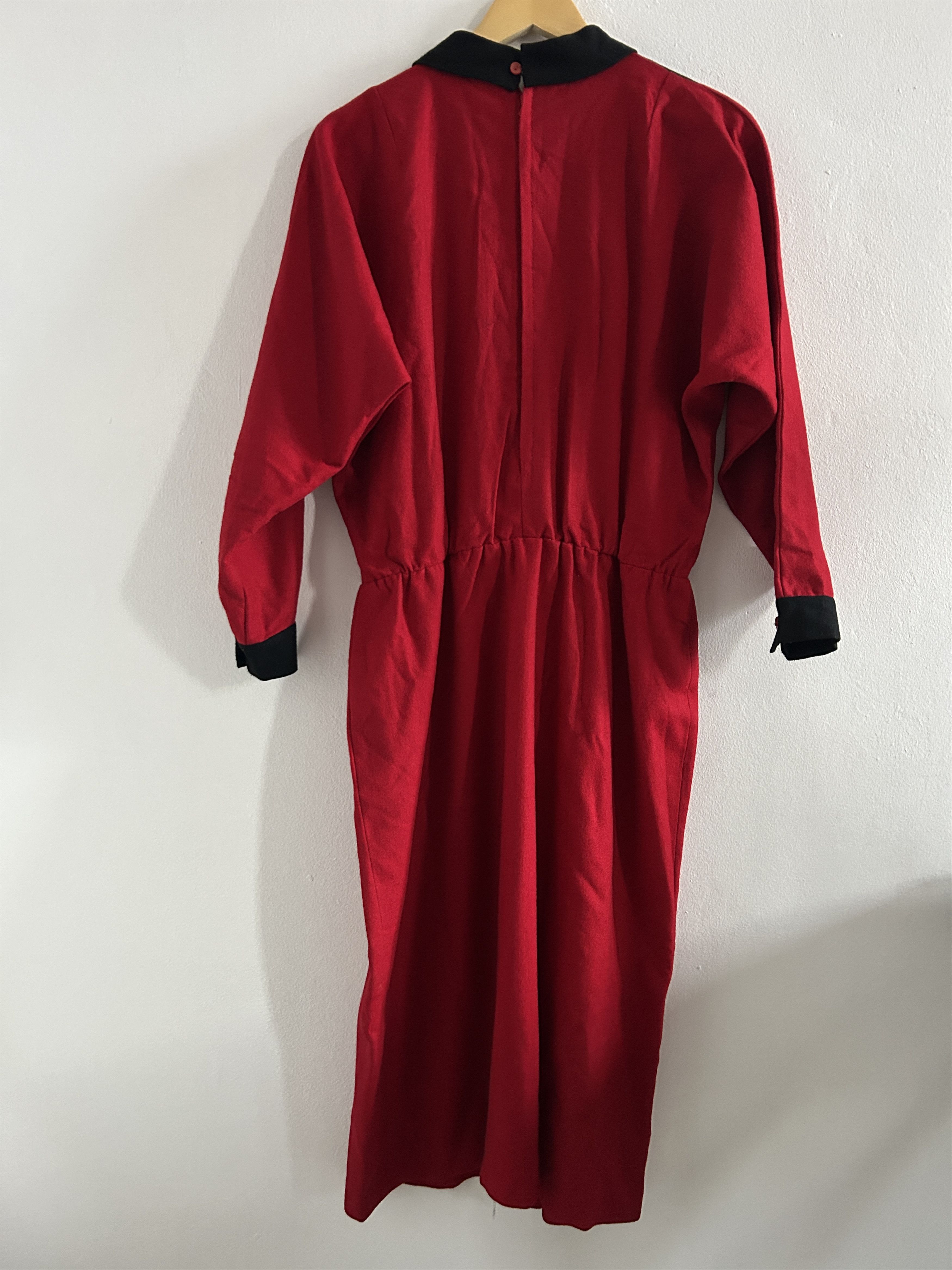 Vintage Vintage 80s Red Black Striped Wool Dress Size L / US 10 / IT 46 - 11 Thumbnail