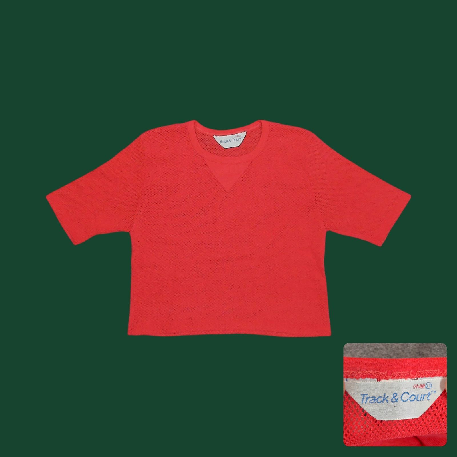 Vintage Track & Court VTG 80s Single Stitch Red Mesh Crop Top Small Size S / US 4 / IT 40 - 1 Thumbnail