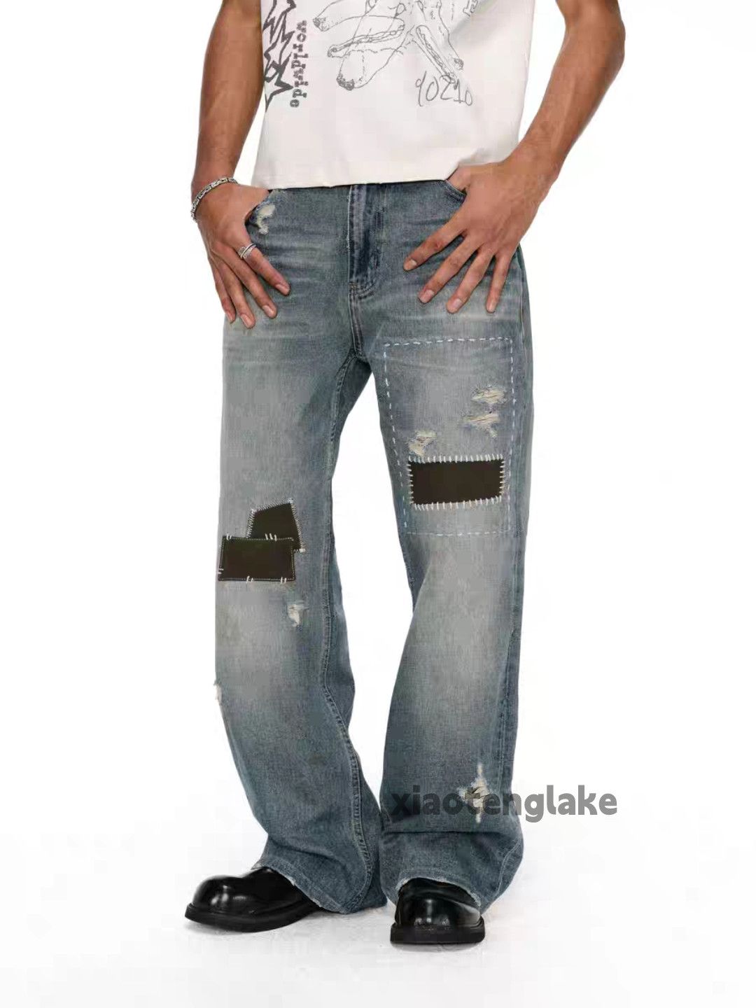 Vintage Unisex washed faded loose baggy skate hiphop jeans Size US 32 / EU 48 - 1 Thumbnail
