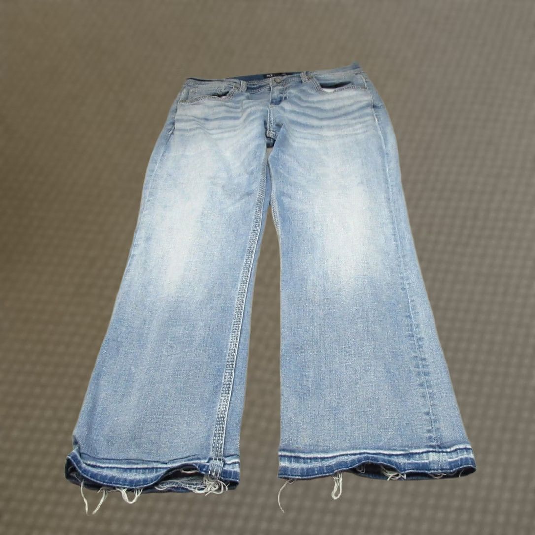 BKE BKE Jake Jeans Men 34 Light Wash Denim Bootcut 33x29 Whisker Distressed Pockets Stretch Cotton Blend Blue Denim Jeans Mens Size US 34 / EU 50 - 1 Thumbnail