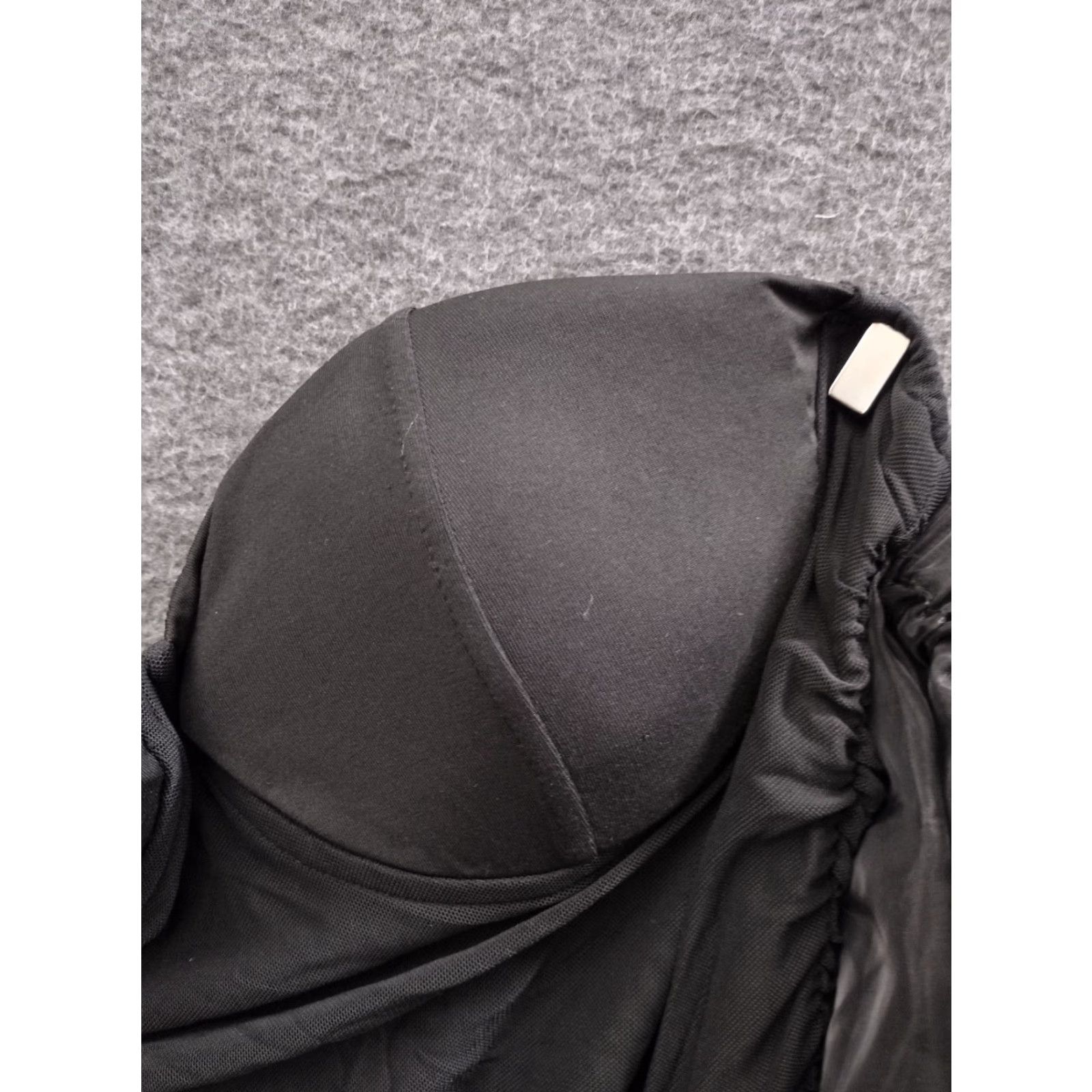 Vintage Womens Bodycon Dress Off Shoulder Puff Sleeve Midi XL Black Party Cocktail Dress Size XL / US 12-14 / IT 48-50 - 3 Thumbnail