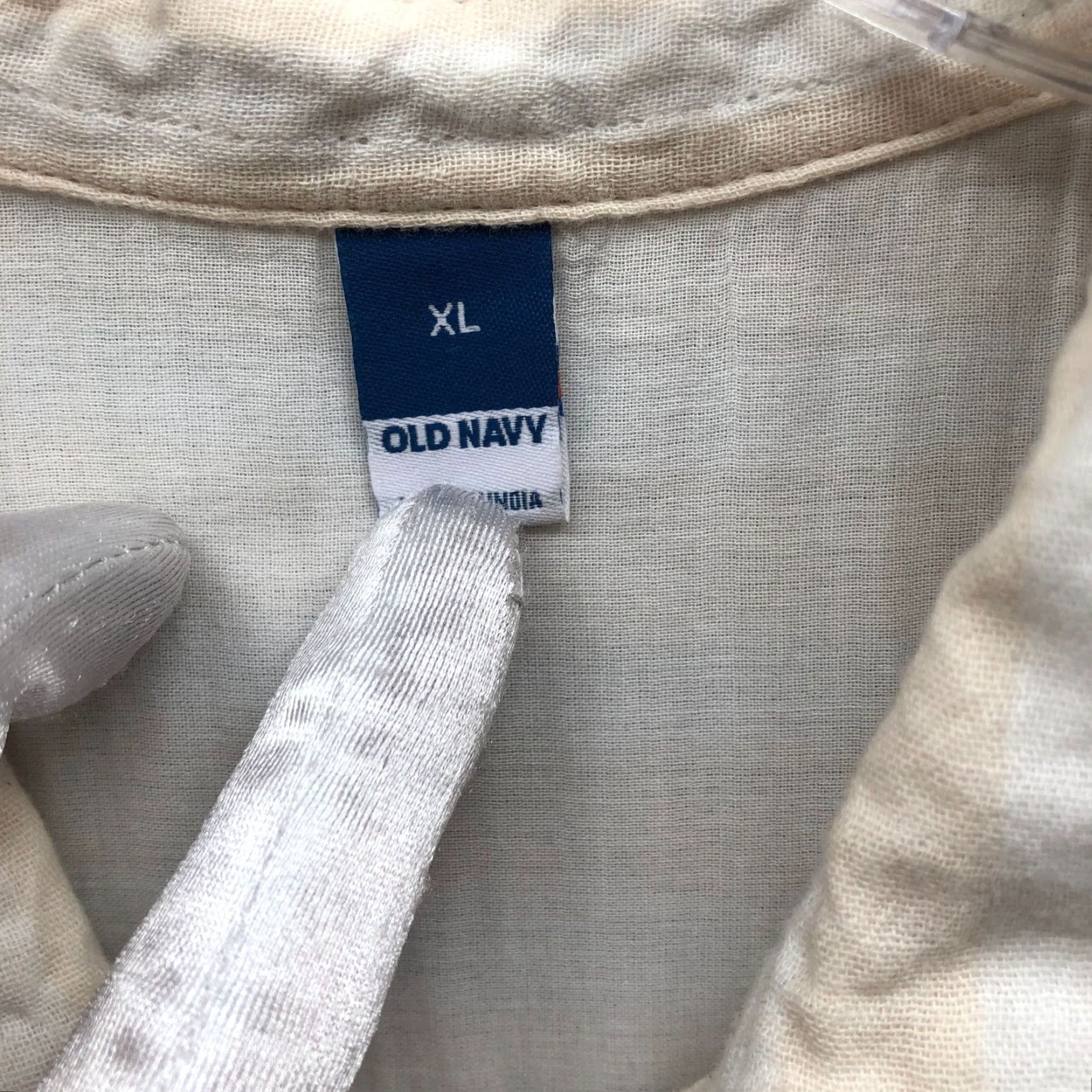 Old Navy Old Navy Shirt Dress XL Short Sleeve Beige White Striped Tie Waist Pockets Linen Midi Casual Casual Womens Size XL / US 12-14 / IT 48-50 - 6 Thumbnail