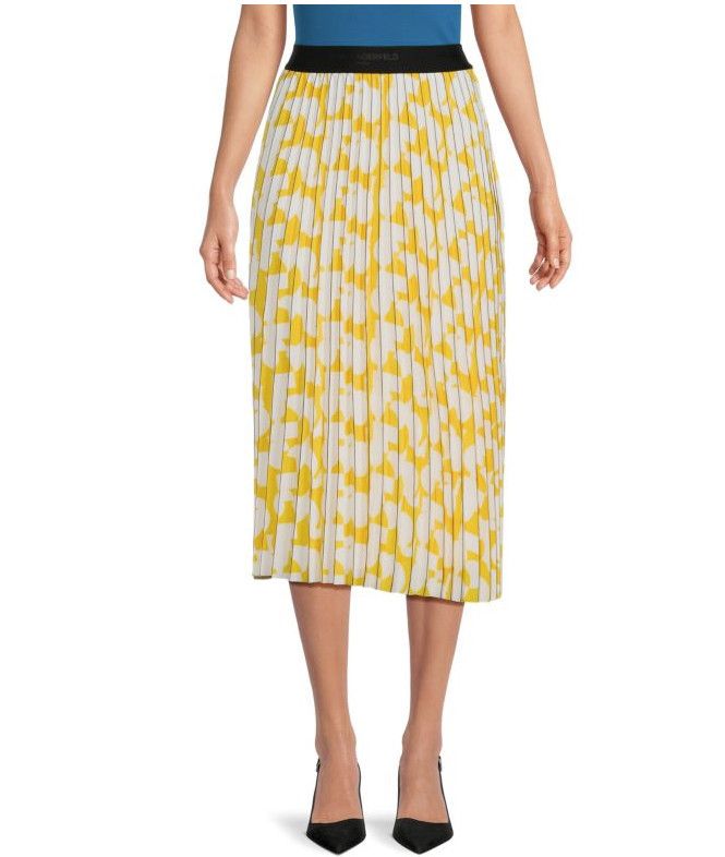 Karl Lagerfeld Karl Lagerfeld Paris Pleated Mid Skirt Yellow ( L ) Size 36" / US 14 / IT 50 - 4 Thumbnail