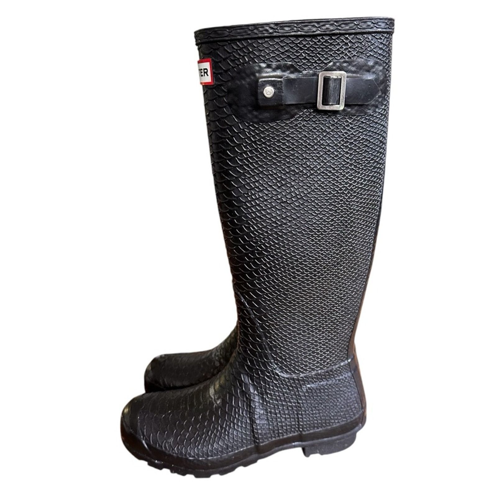 Hunter Hunter Carnaby Boa Snake Tall Rain Boots - Size 7 - Black Size US 7 / IT 37 - 7 Thumbnail
