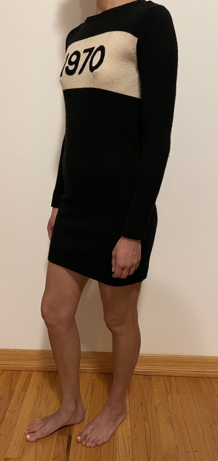 Bella Freud Bella Freud “1970” Wool Sweater Dress – Black/Cream/Size: S Size S / US 4 / IT 40 - 4 Thumbnail