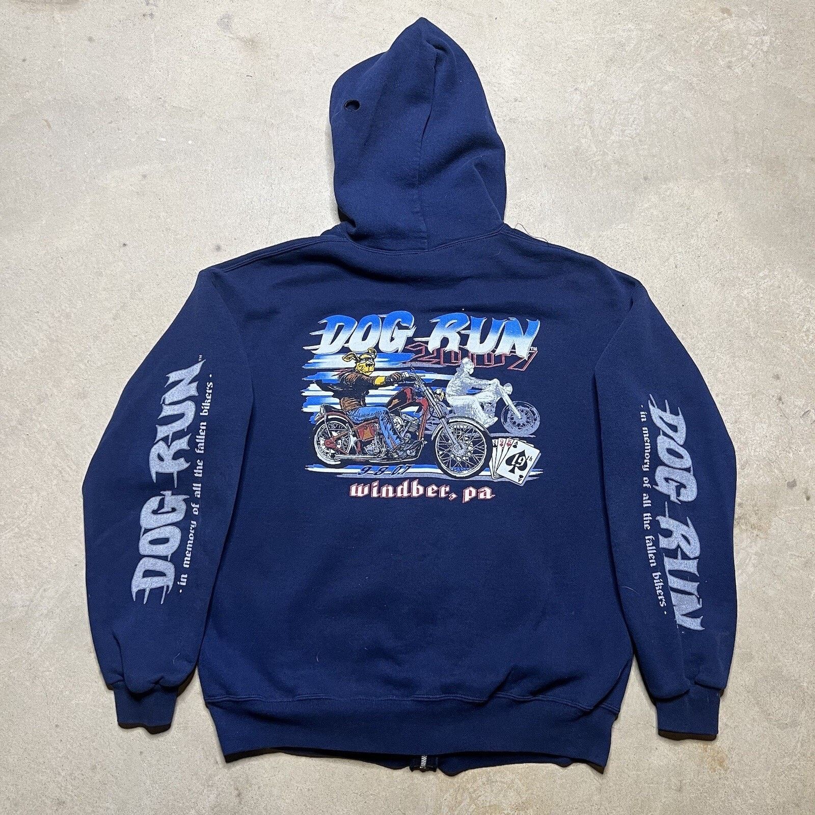 Jerzees 2007 Dog Run Motorcycle Rally Full Zip Hoodie Large Size US L / EU 52-54 / 3 - 1 Thumbnail