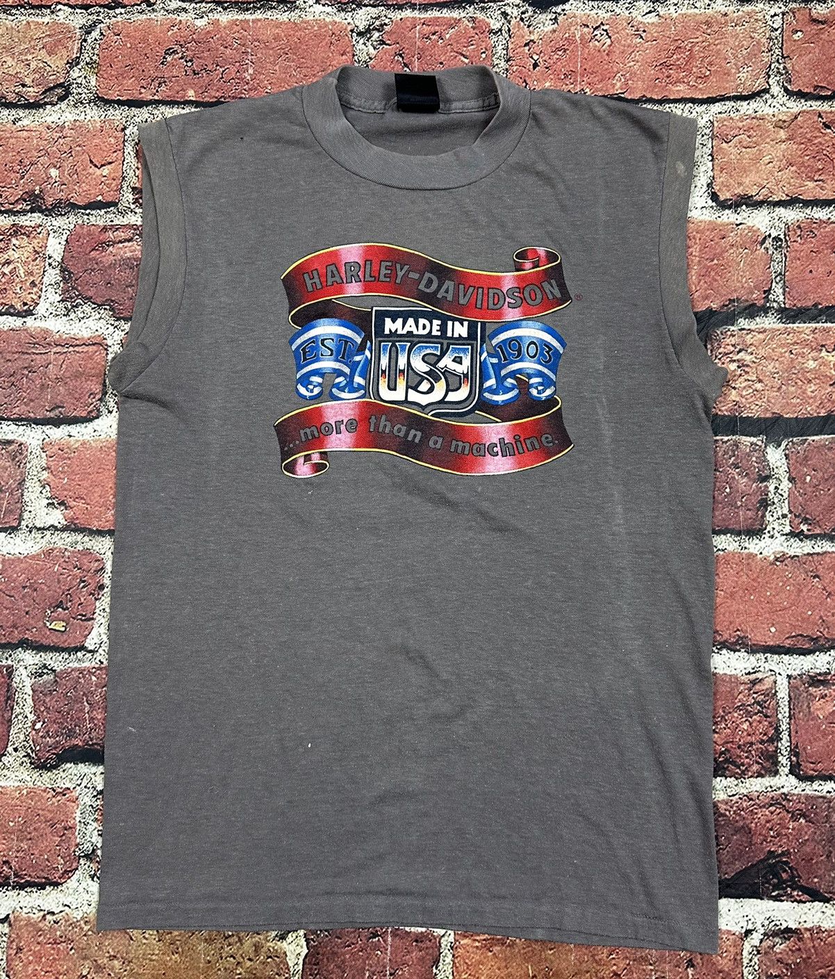 Harley Davidson Vintage 3D Emblem Harley Davidson Sleeveless T Shirt 80s Size US L / EU 52-54 / 3 - 1 Thumbnail