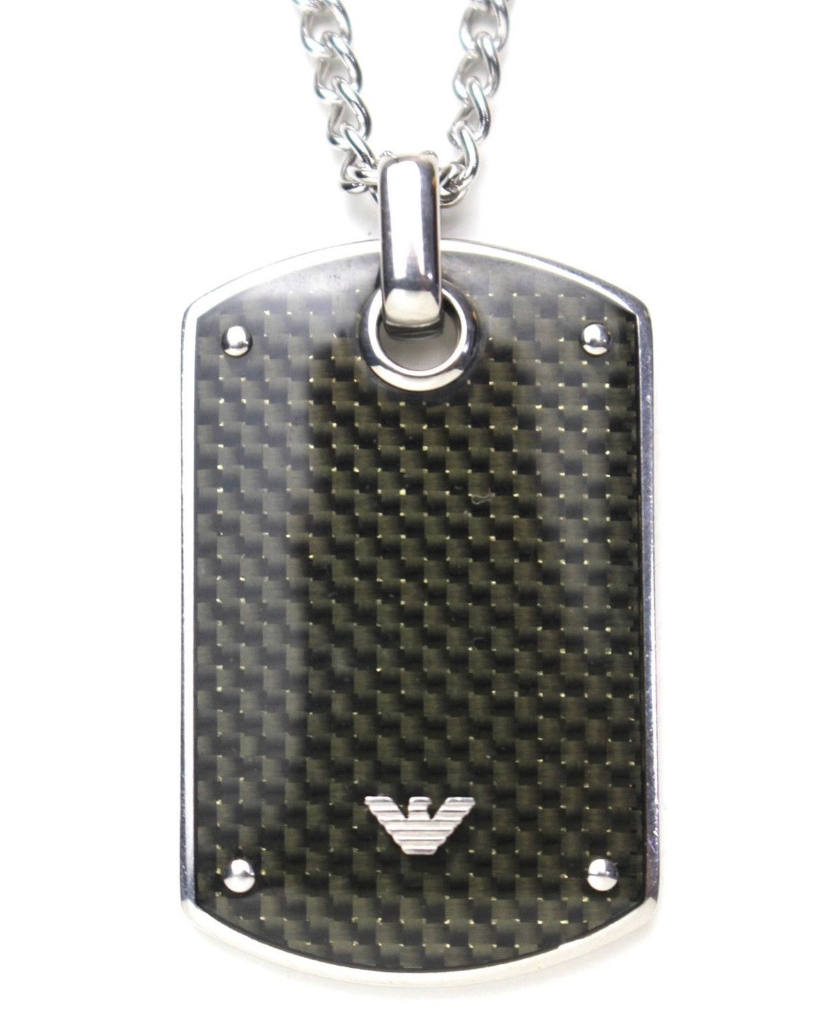 EMPORIO ARMANI EAGLE MARK DOG TAG STEEL NECKLACE