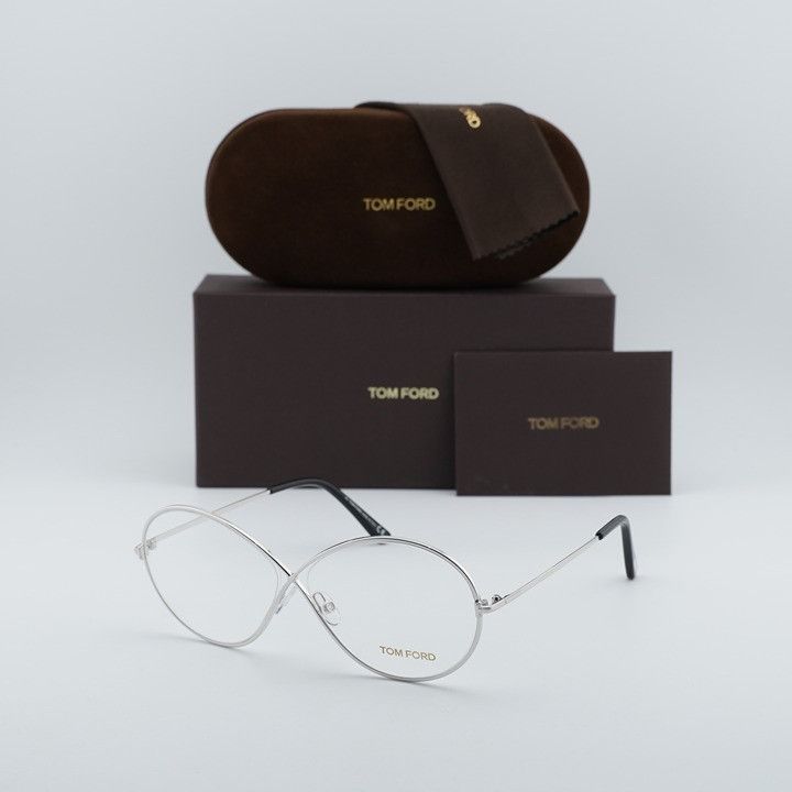 Tom Ford Tom Ford FT5517 018 Eyeglasses Shiny Rhodium 58mm Oval Frame Size ONE SIZE - 9 Thumbnail