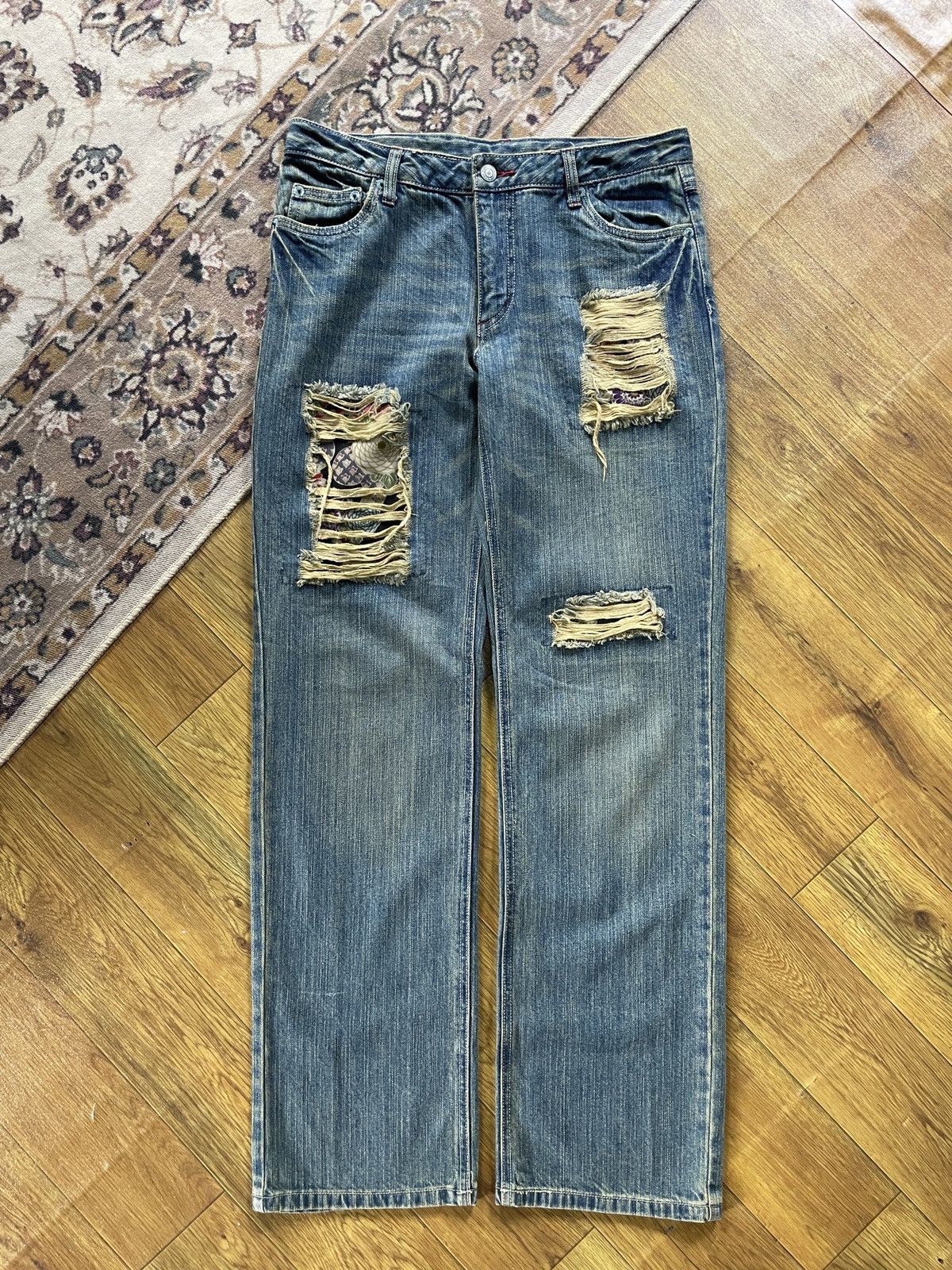 Japanese Brand Straight Relaxed Distressed Denim Size US 31 - 2 Thumbnail