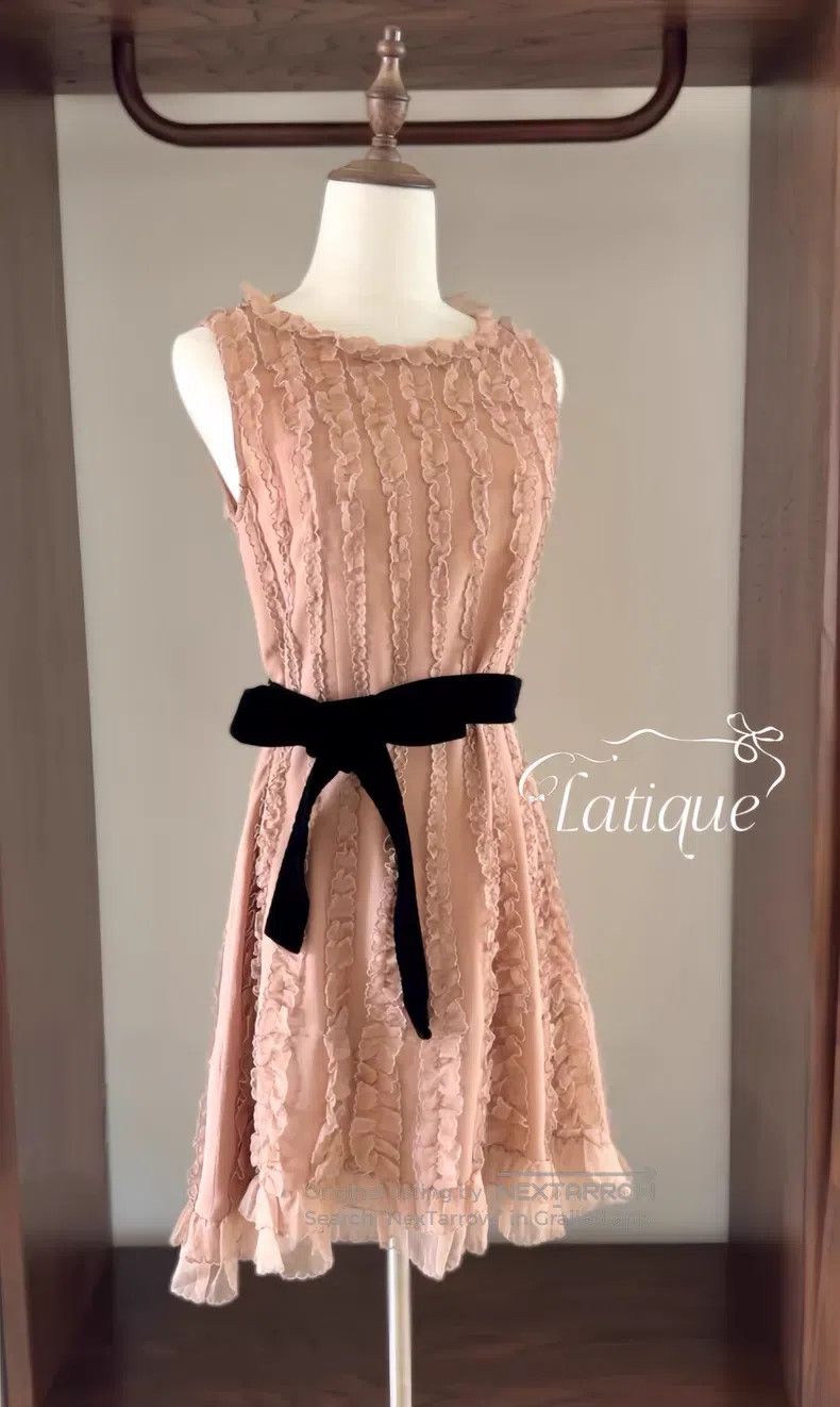 Valentino Valentino Nude pink silk ruffled lace-up sleeveless dress Size M / US 6-8 / IT 42-44 - 2 Thumbnail