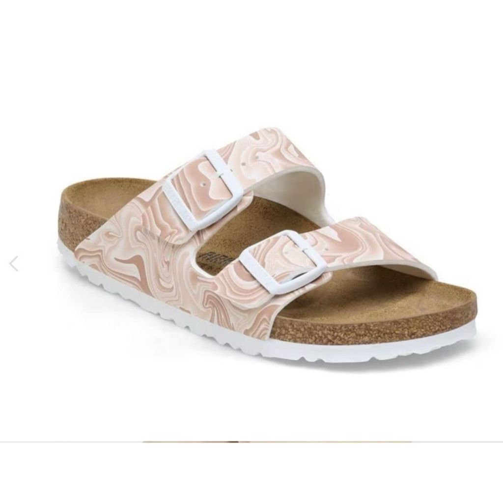 Birkenstock Birkenstock Arizona Marbled Birko-Flor Sandals Size 7 Beige Size US 7 / IT 37 - 2 Thumbnail