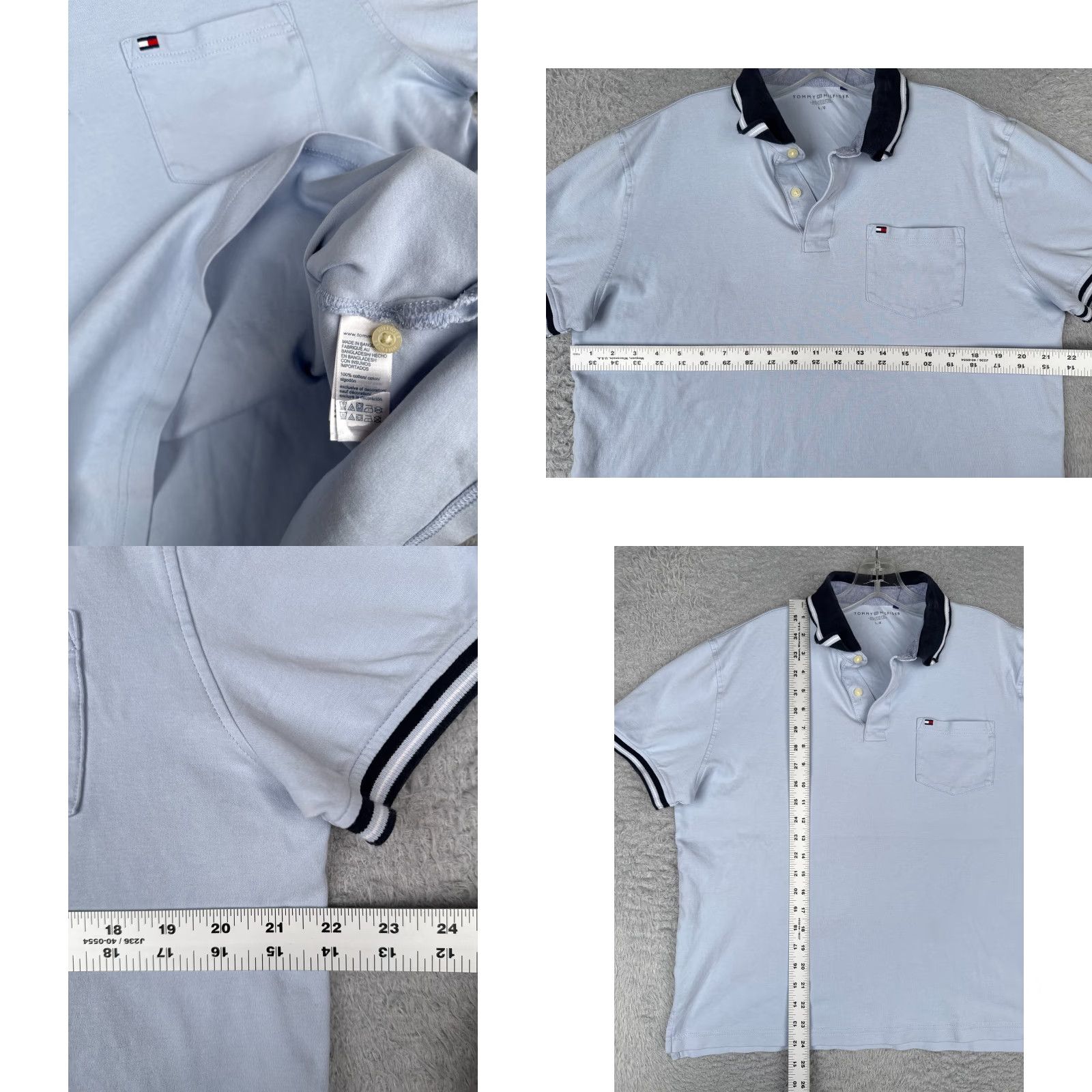 Tommy Hilfiger Tommy Hilfiger Polo Shirt Men Large Blue 100% Cotton Short Sleeve Golf Pocket Shirt Slim Fit Size US L / EU 52-54 / 3 - 8 Thumbnail
