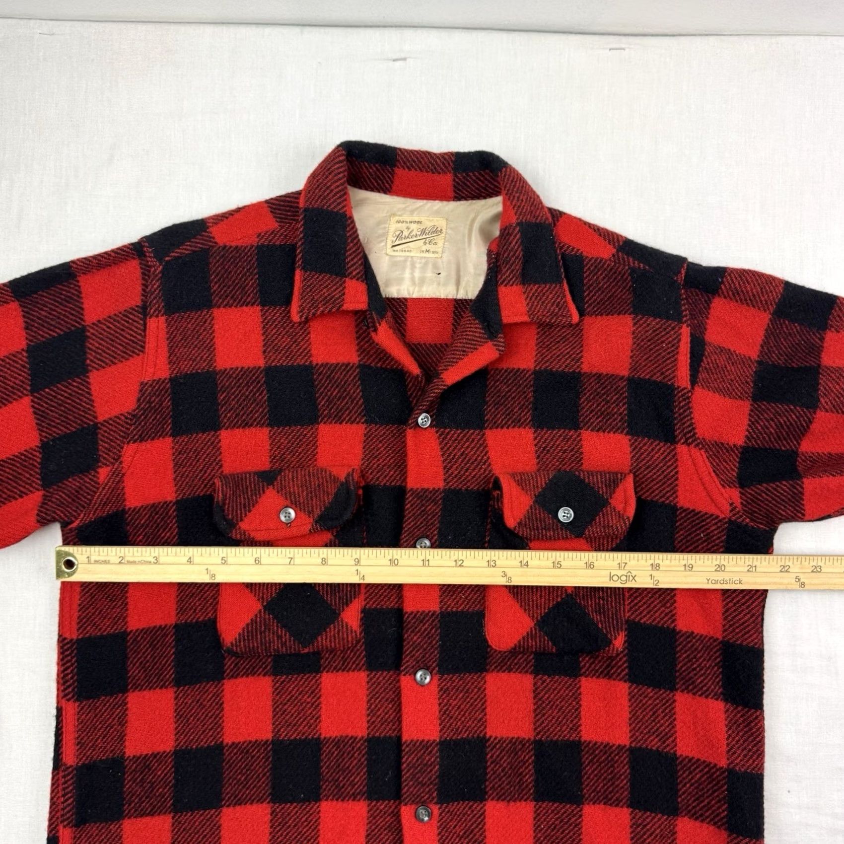Parker VINTAGE Parker Wilder Shirt Adult Medium Wool Button Up Buffalo Plaid 1960s Mens Size US M / EU 48-50 / 2 - 5 Thumbnail