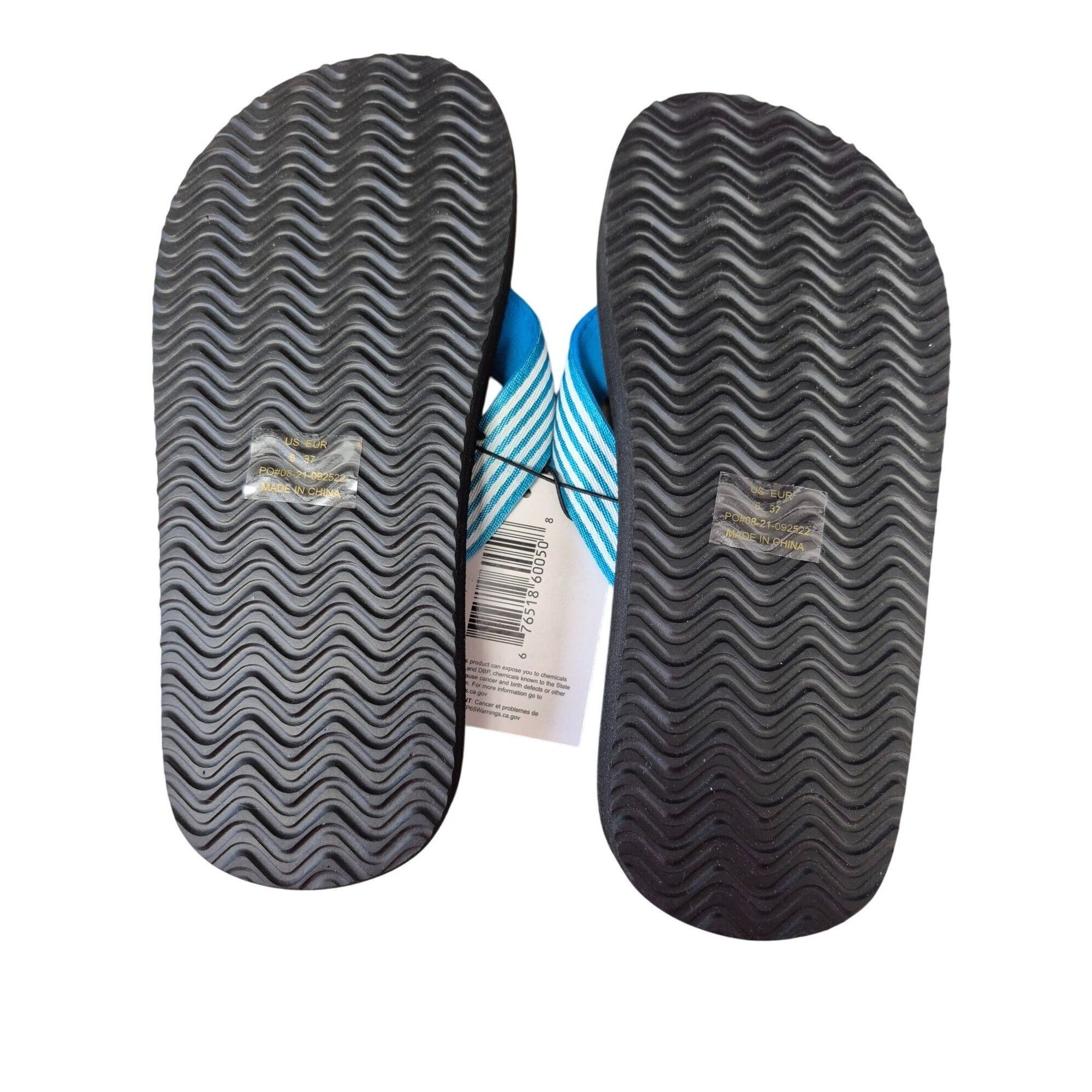Other Norty Womens Blue Flip Flops With Striped Straps Size 6 Ligh Size US 6 / IT 36 - 4 Thumbnail