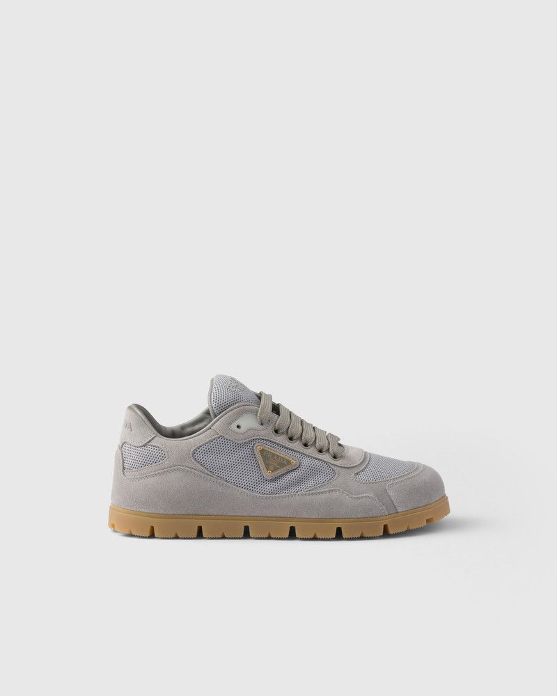Prada o1B3y1r0526 Trail Mesh Fabric And Suede Sneakers in Grey Size US 7 / IT 37 - 1 Thumbnail