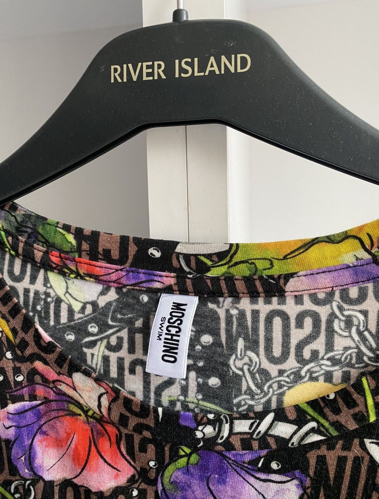 Designer × Moschino × Vintage Vintage MOSCHINO FLORAL SWIM LOGO TEE Size US M / EU 48-50 / 2 - 4 Thumbnail