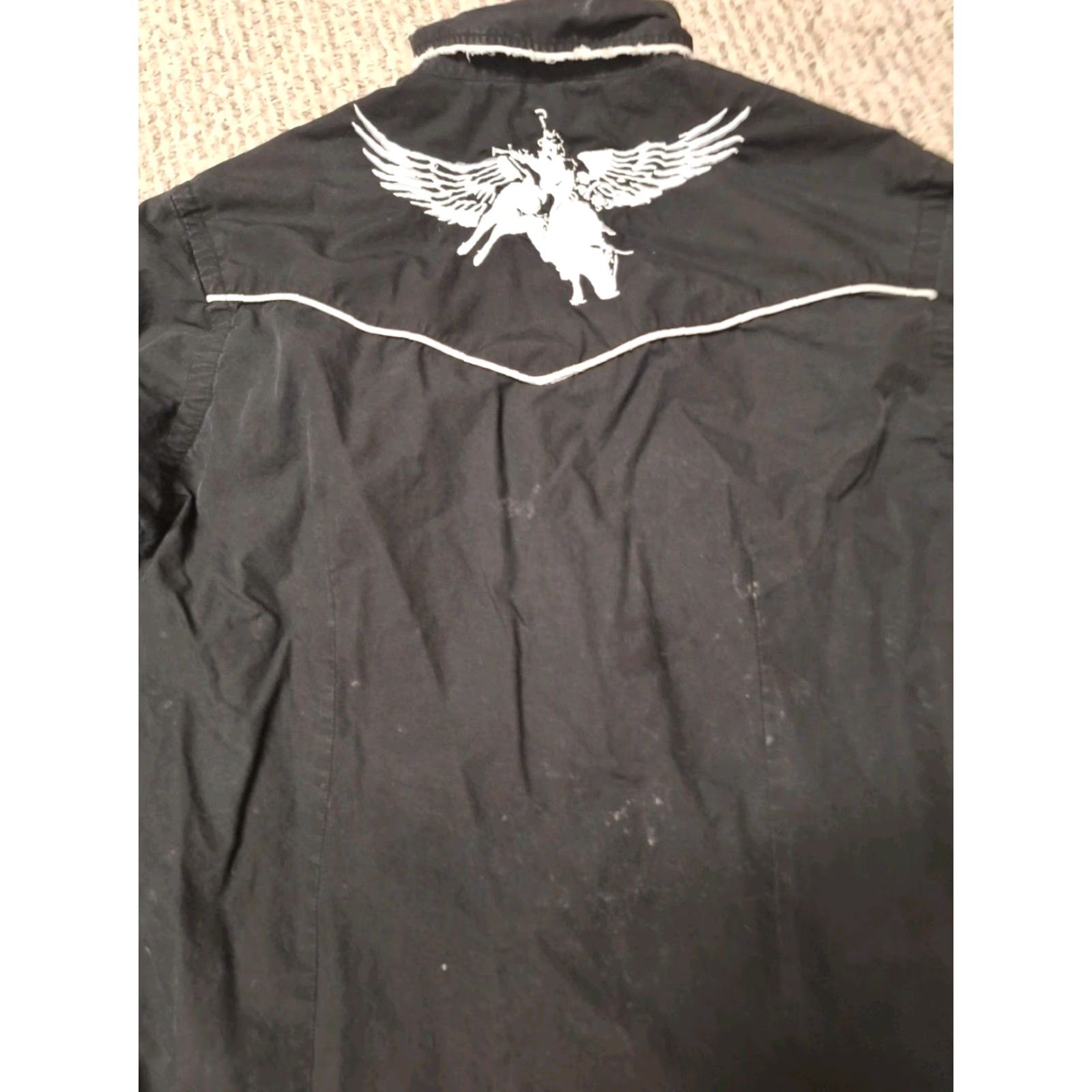 Roar Roar Western Shirt L Distressed Grunge Embroidered Wings Eagle Cowboy Button-Up Men X L Black Size US L / EU 52-54 / 3 - 3 Thumbnail