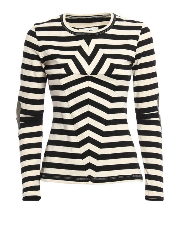 Maison Margiela Mm6 maison margiela t-shirt with striped elbow patches. Size S / US 4 / IT 40 - 1 Thumbnail