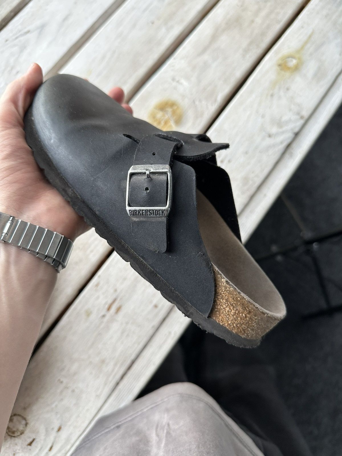 Birkenstock 🚨VNTG Birkenstock BOSTON 38 BLACK Luxe Sandals rare slides Size US 8 / IT 38 - 12 Thumbnail